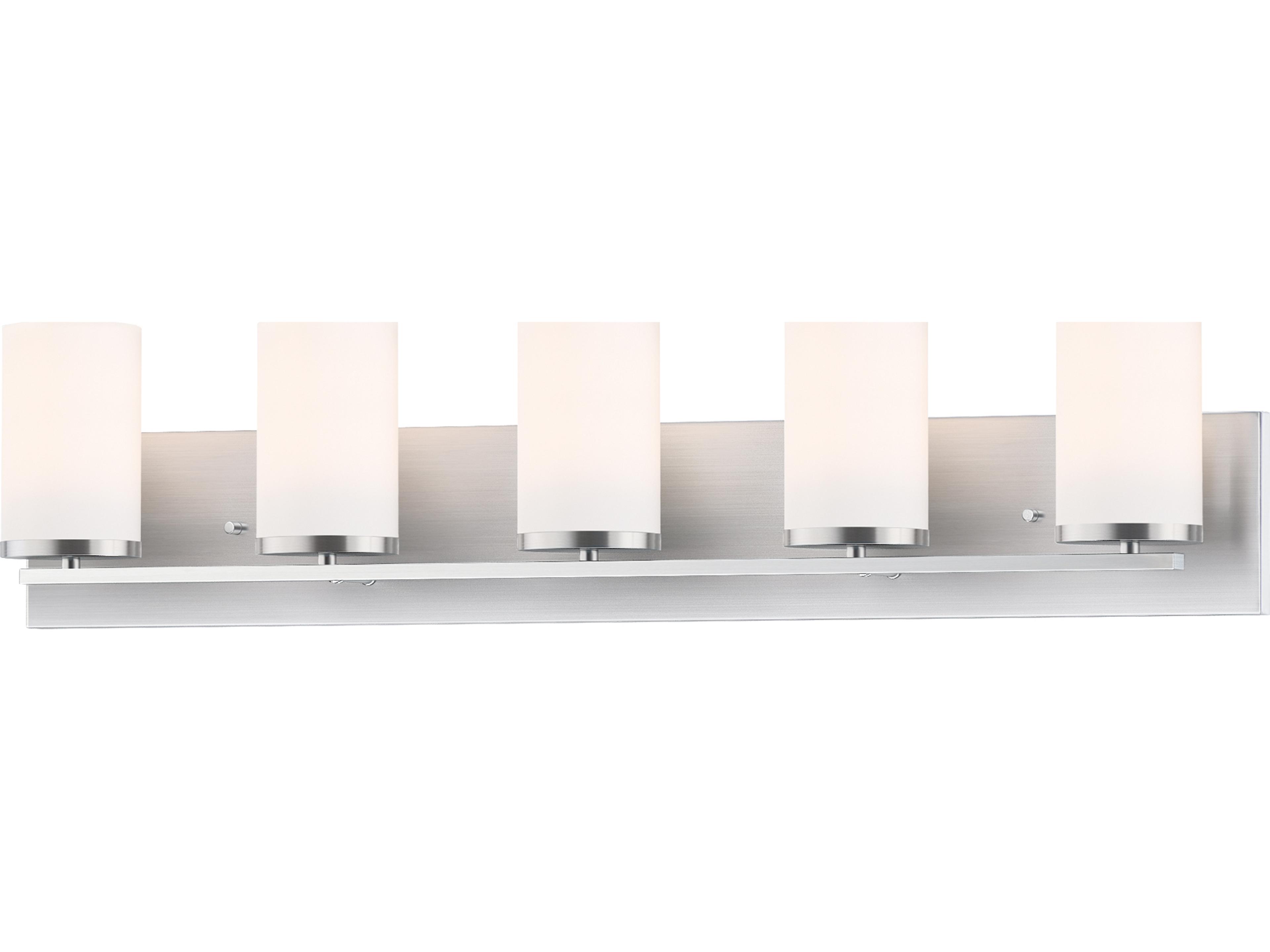 Lateral 5-Light Satin Nickel Glass Vanity Light