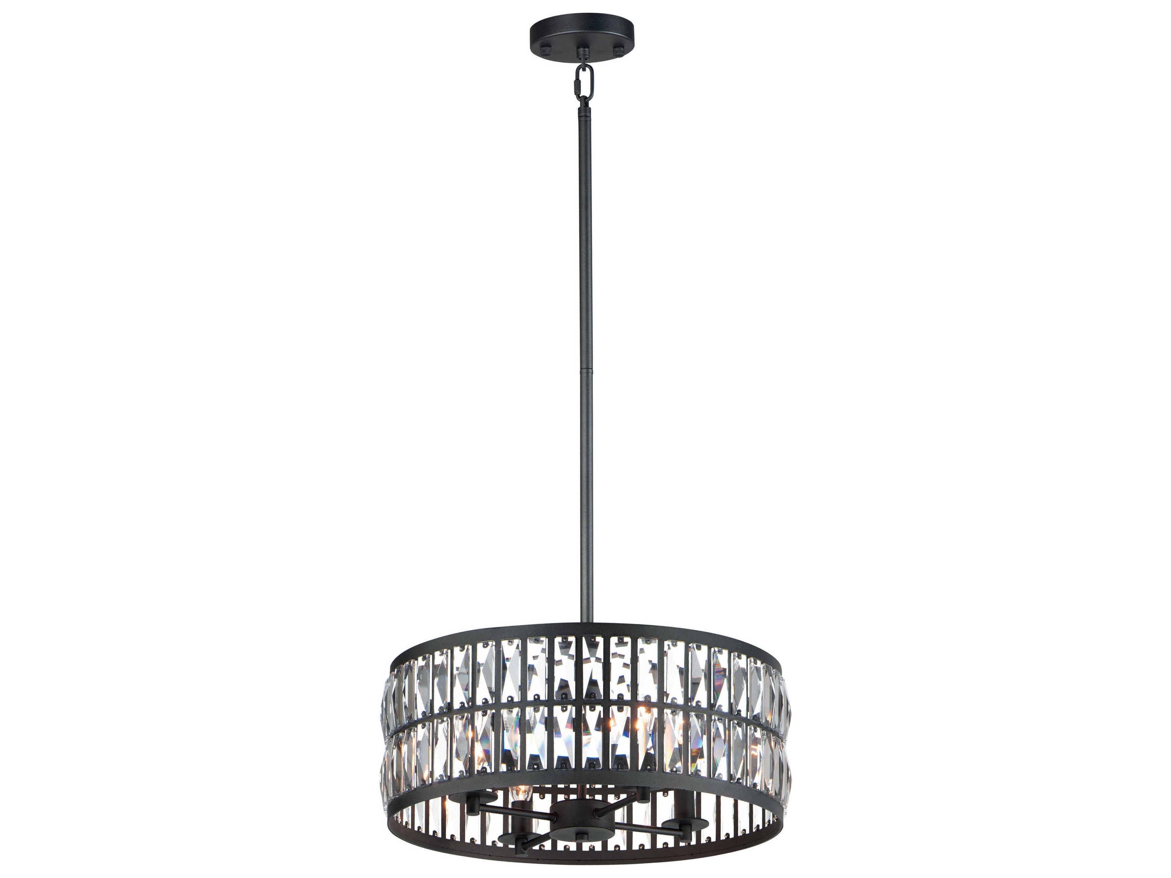 Madeline 4-Light Black Crystal Candelabra Drum Chandelier