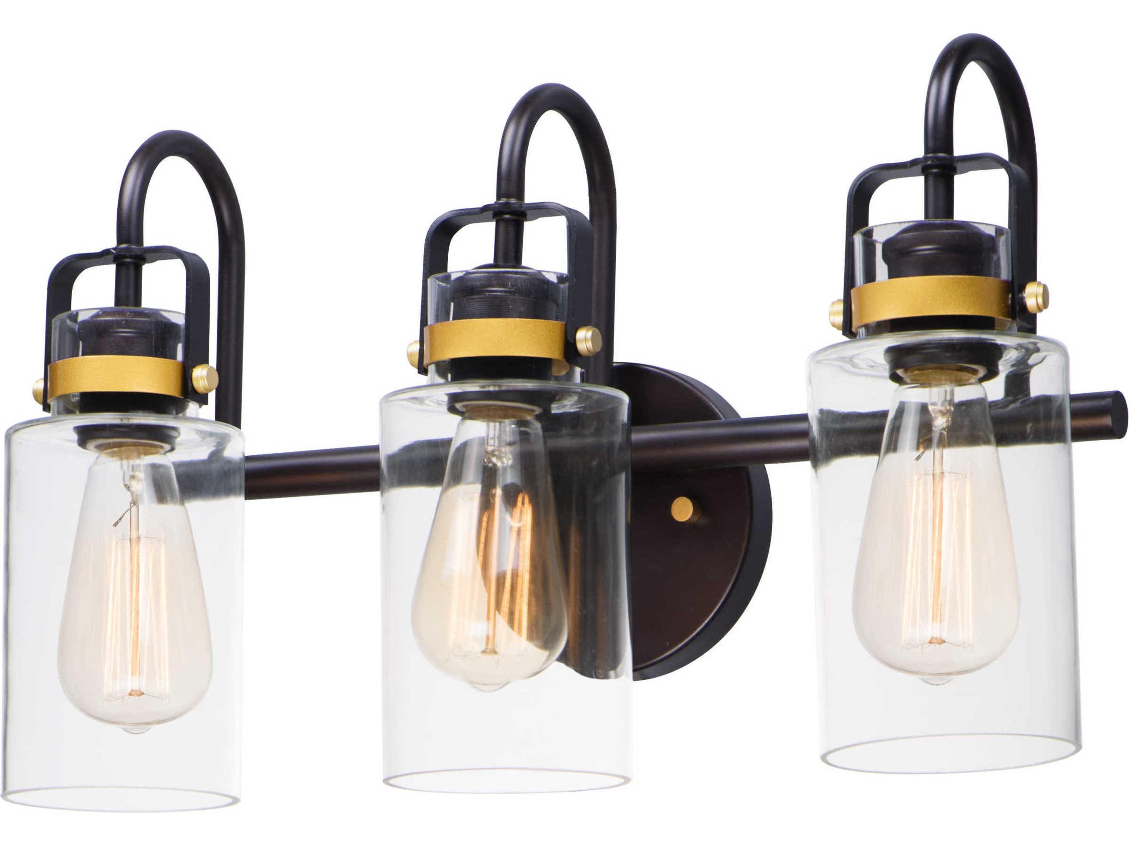 Magnolia 3-Light Bronze Gold Glass Vanity Light