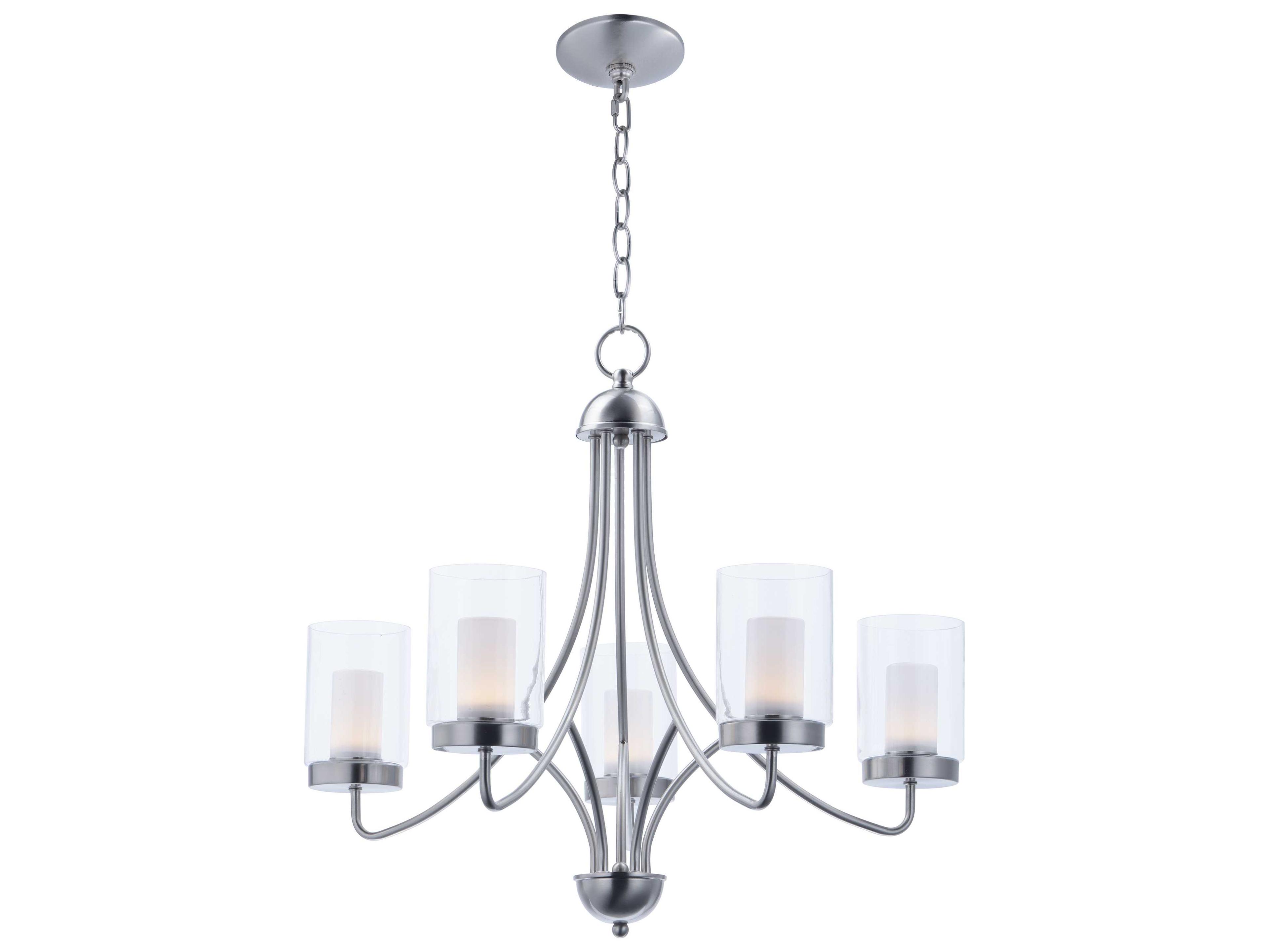 Mod 5-Light Satin Nickel Glass Candelabra Chandelier