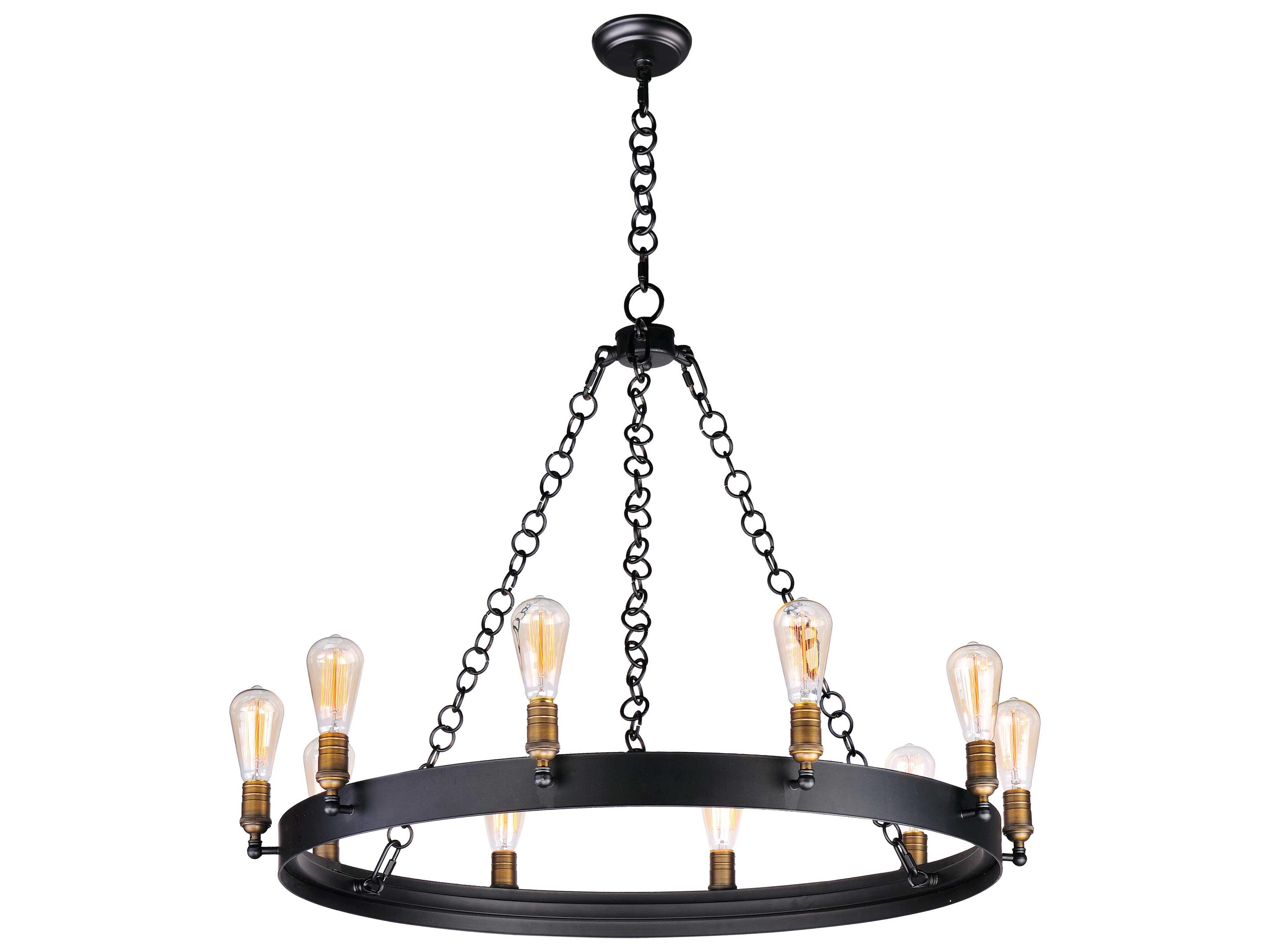 Noble 10-Light Black Natural Aged Brass Chandelier