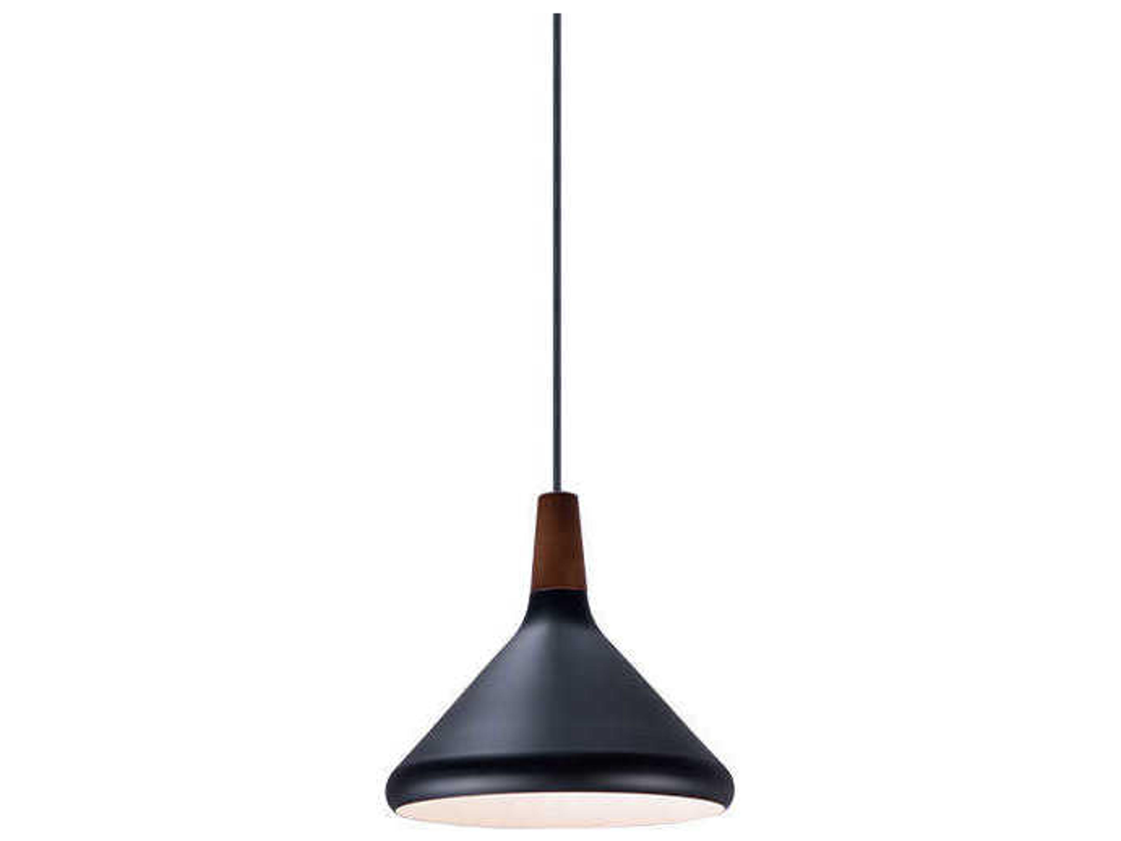 Nordic 1-Light Cone Pendant Light in Walnut and Black