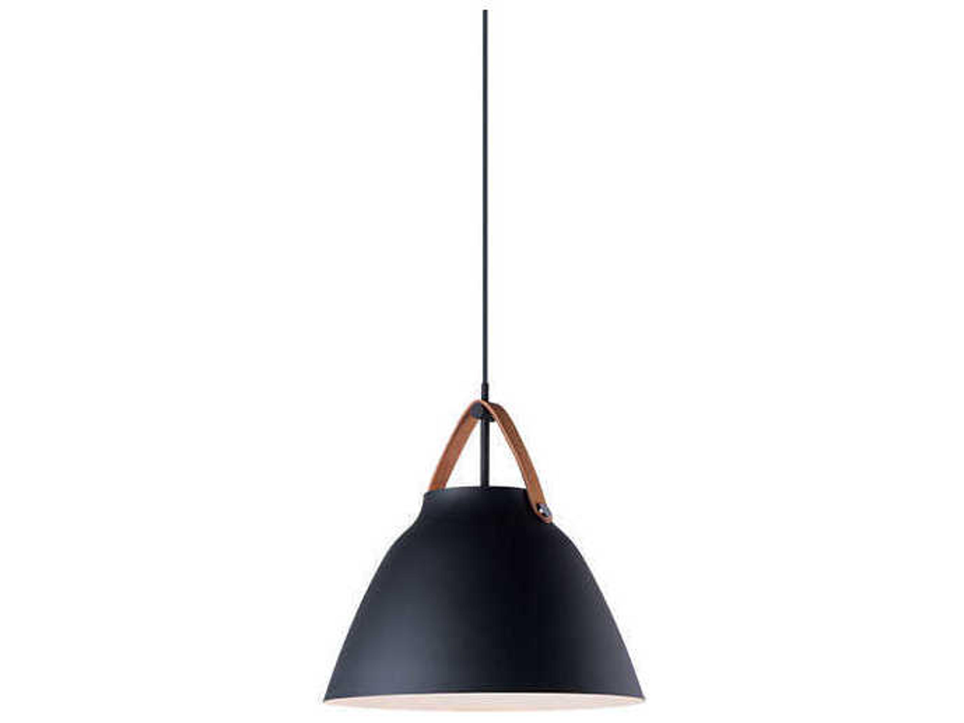 Nordic 1-Light Tan Leather Black Bell Pendant