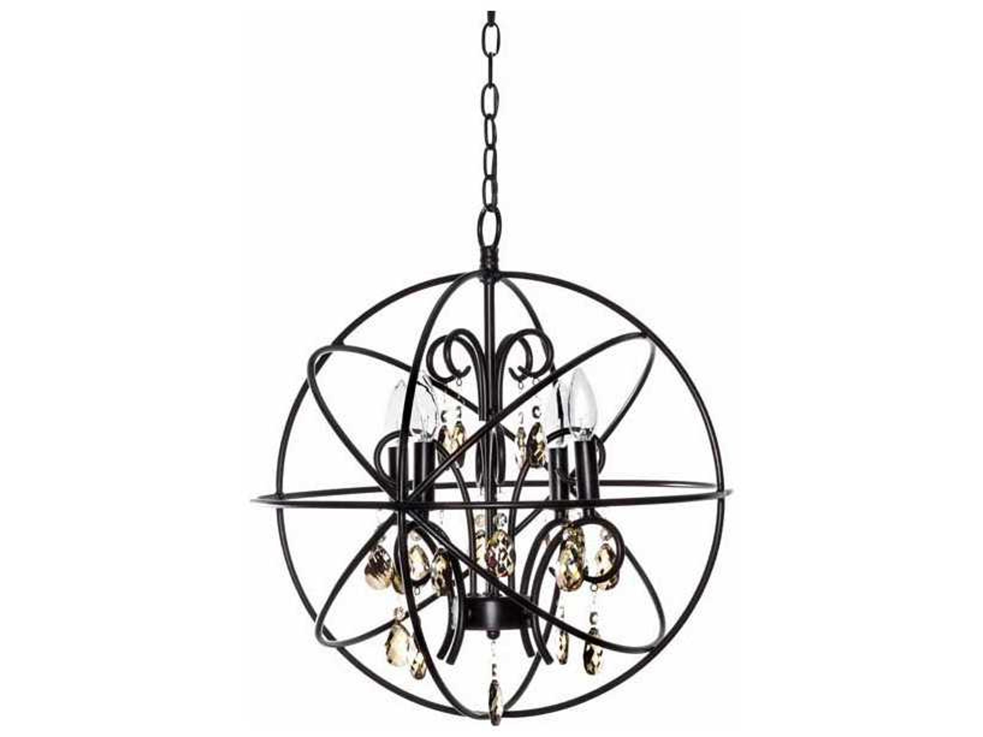 Orbit 4-Light Oil Rubbed Bronze Crystal Glass Candelabra Globe Chandelier