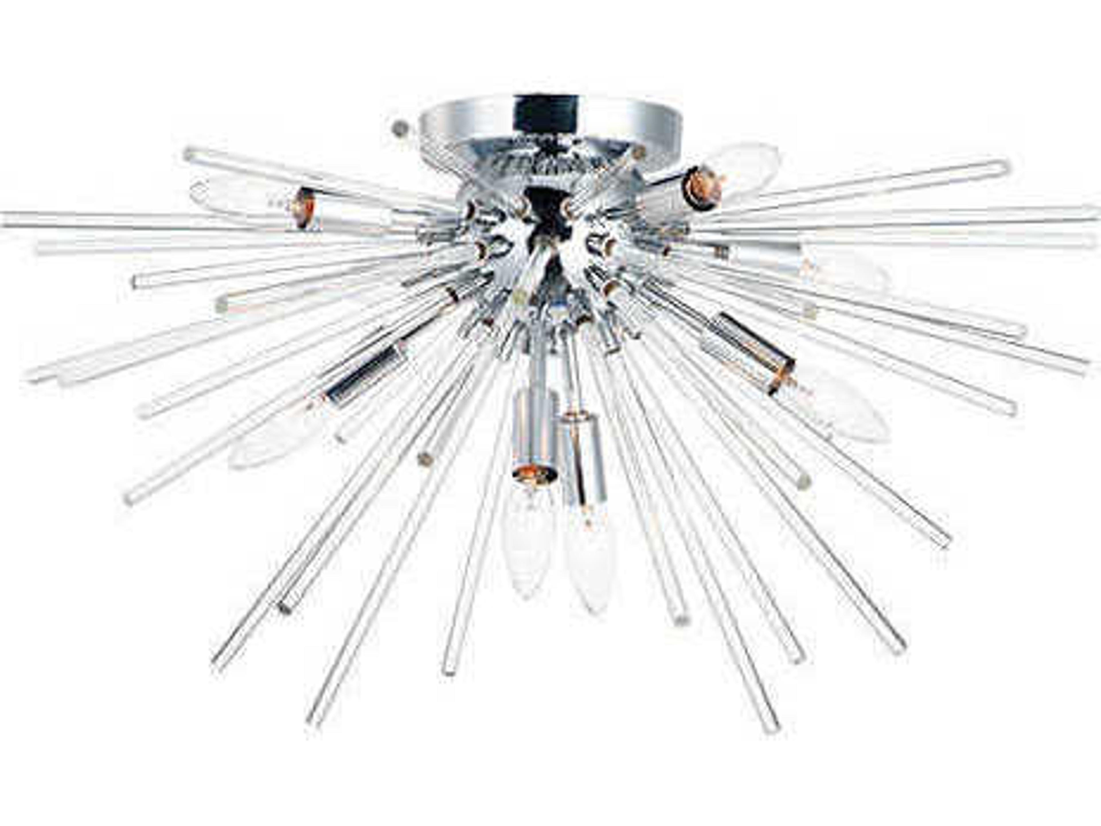 Polaris 8-Light Polished Chrome Copper Glass Sputnik Flush Mount