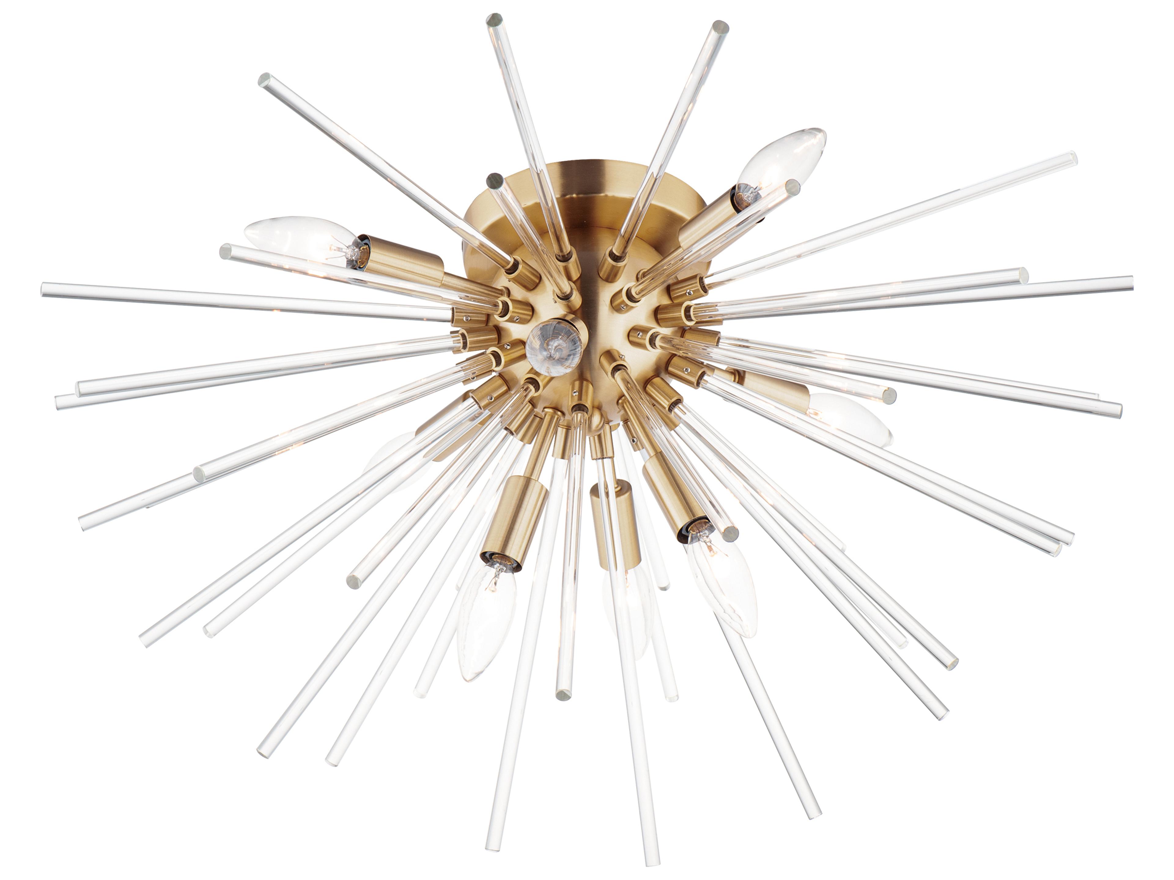 Polaris 8-Light Satin Brass Glass Sputnik Flush Mount