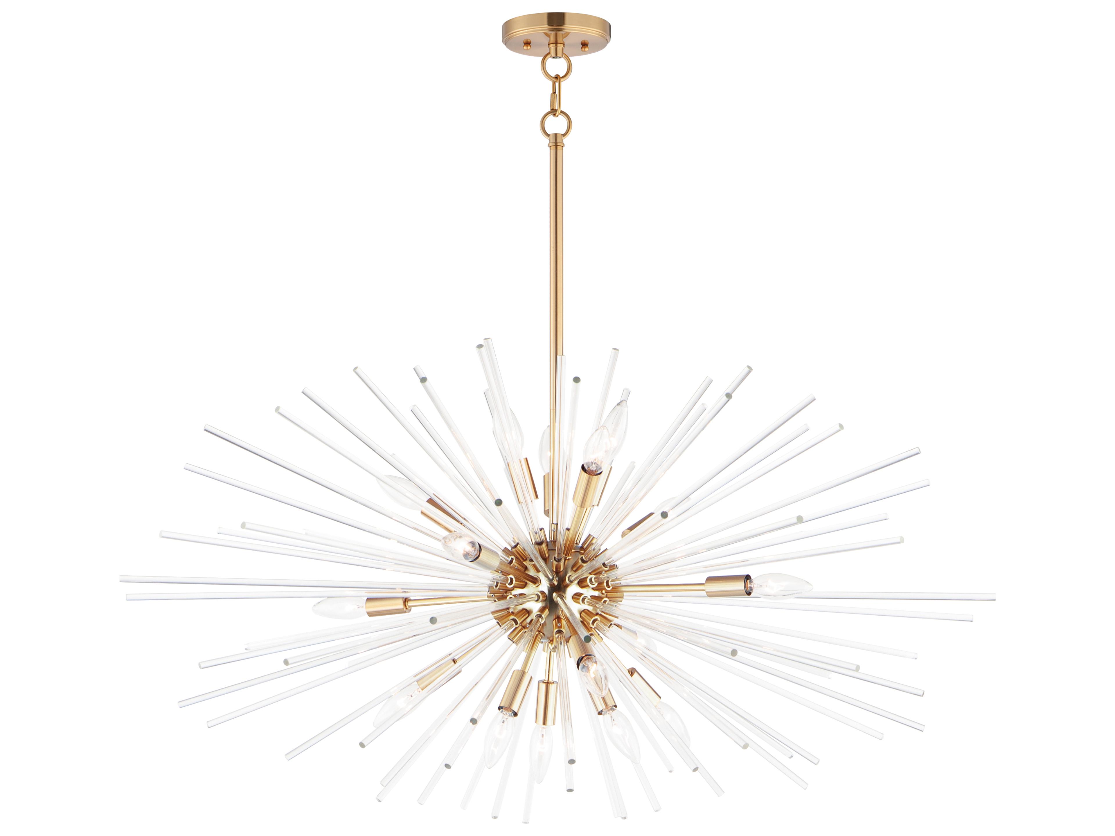 Polaris 16-Light6-Light Satin Brass Glass Sputnik Pendant