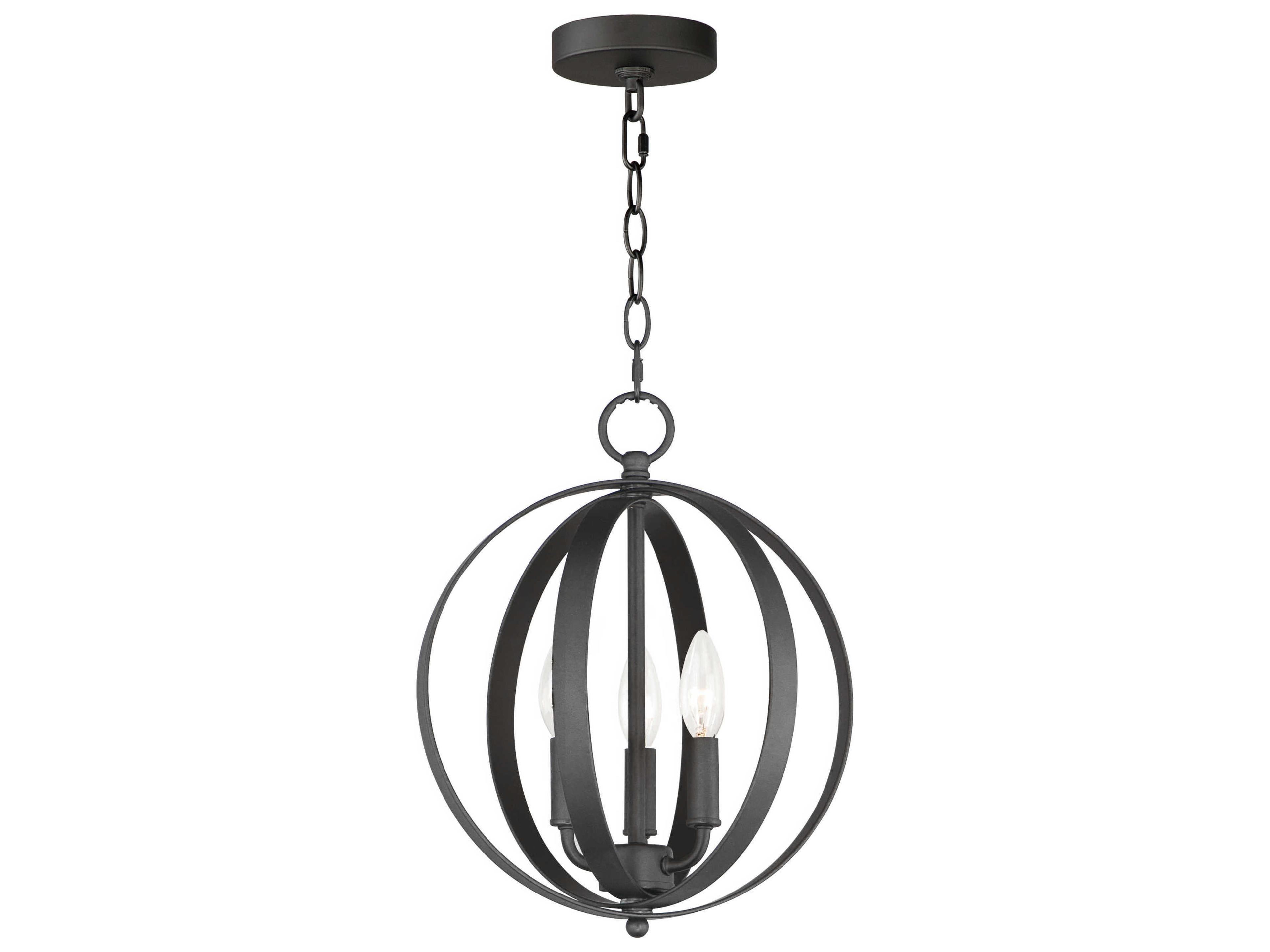 Provident 3-Light Black Candelabra Globe Chandelier