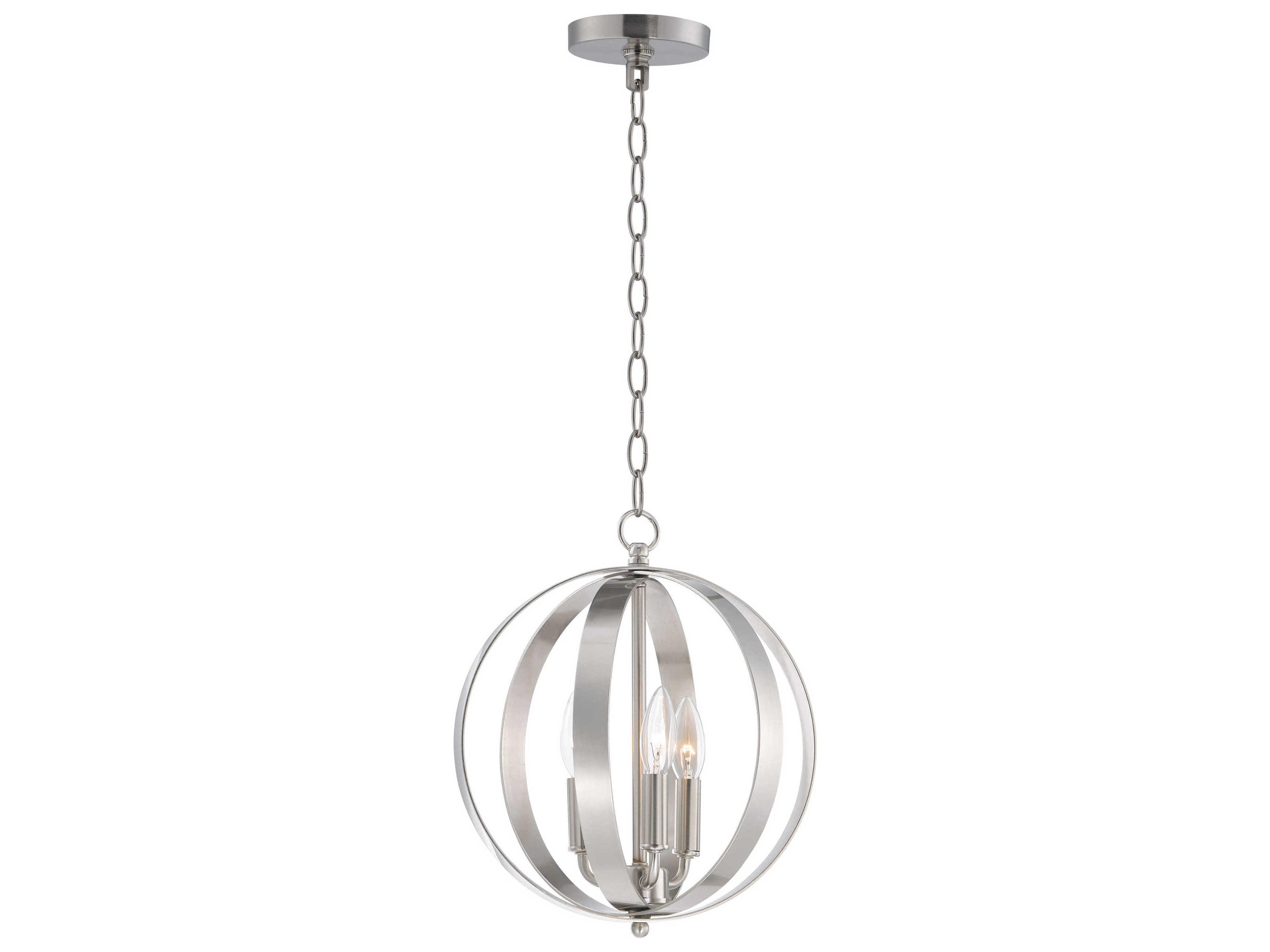 Provident 3-Light Satin Nickel Candelabra Globe Chandelier