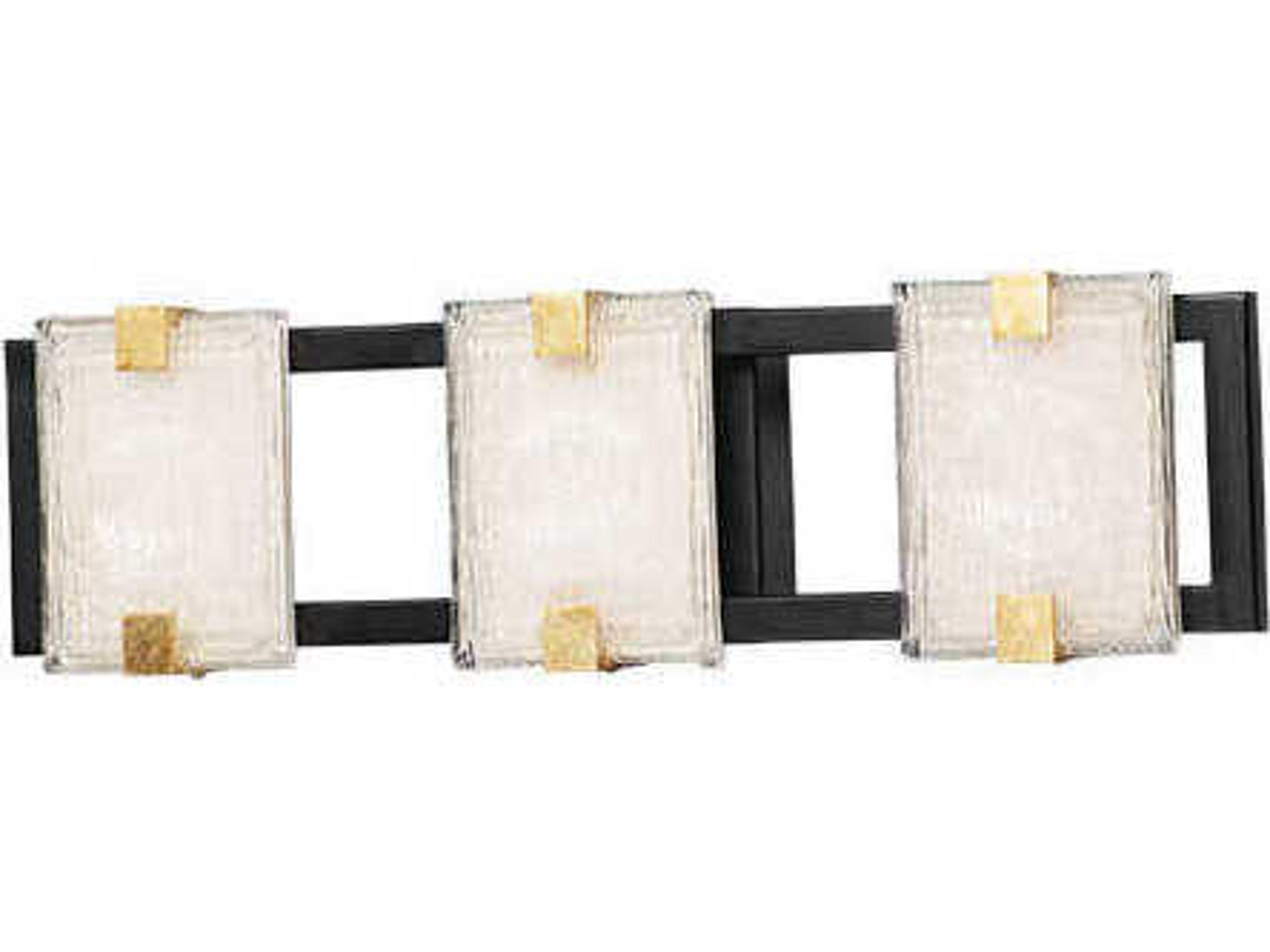 Radiant 3-Light Black Gold Leaf Glass LED Vanity Light