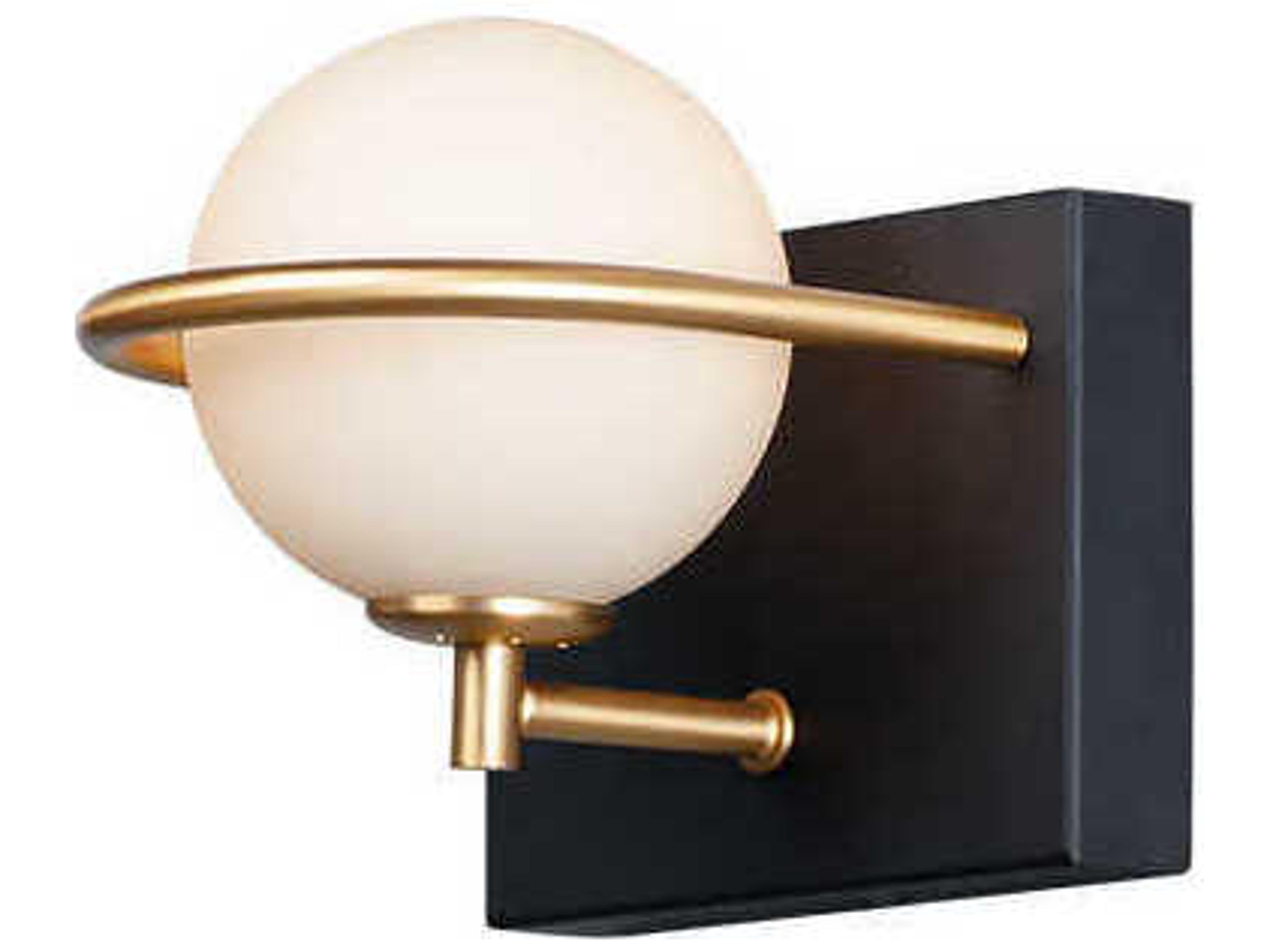 Revolve 1-Light Black Gold White Glass LED Wall Sconce