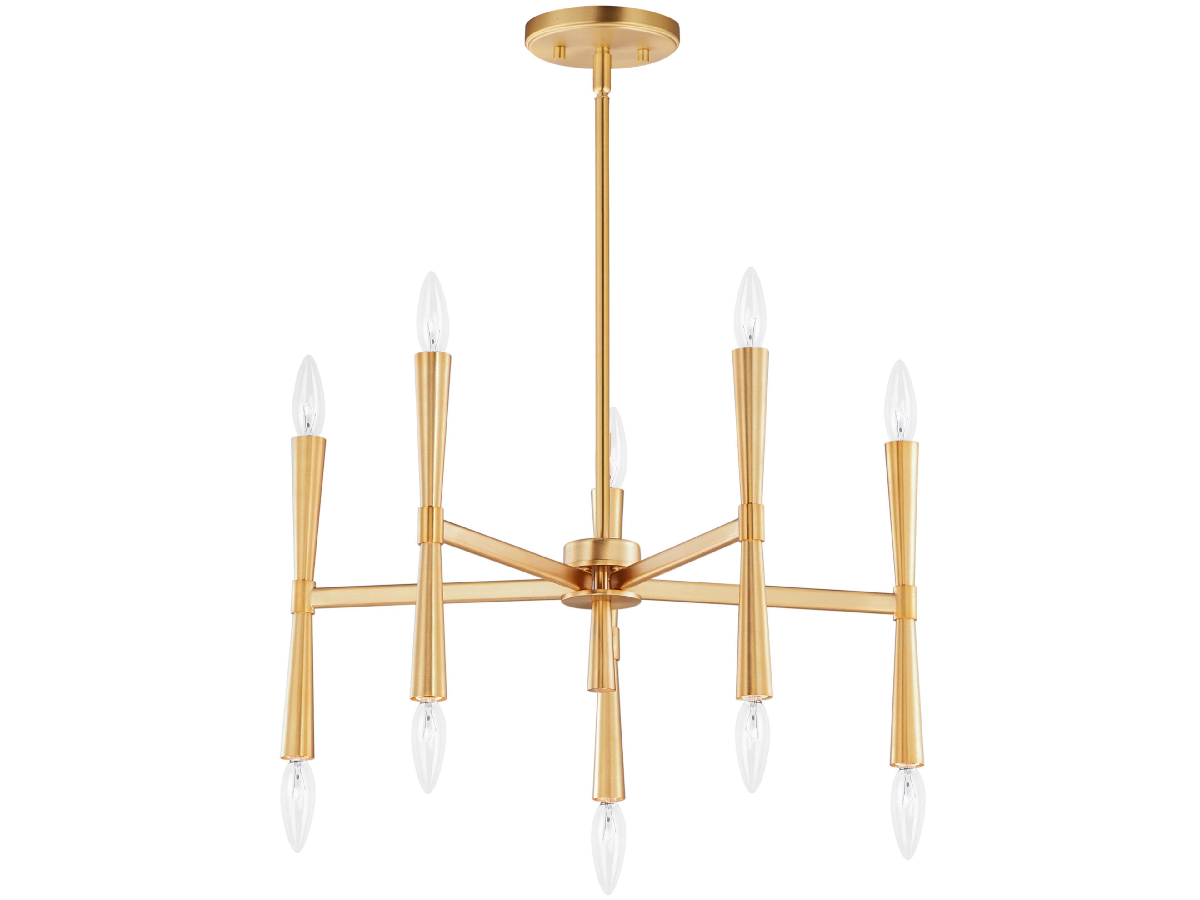 Rome 10-Light Satin Brass Candelabra Chandelier