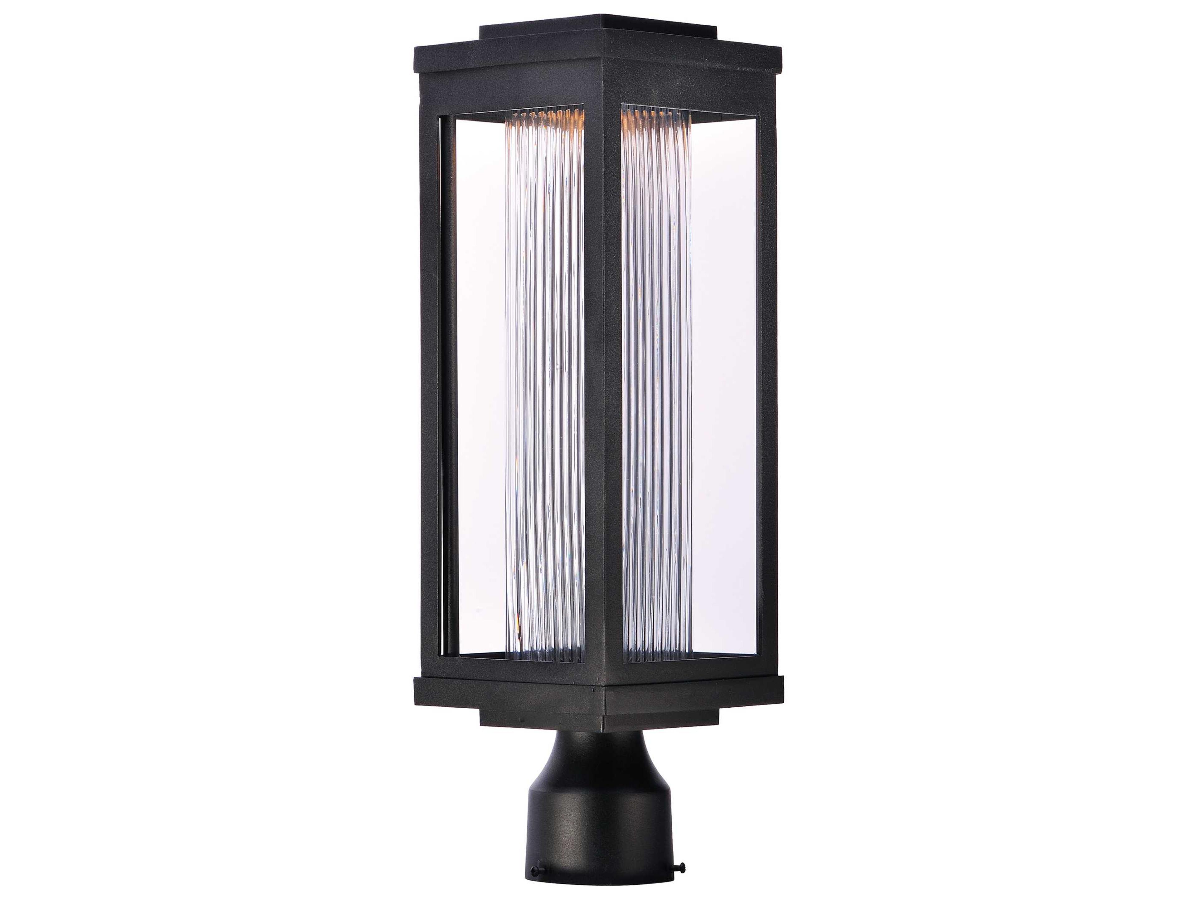 Salon with Clear Ribbed Glass LED Outdoor Post Light