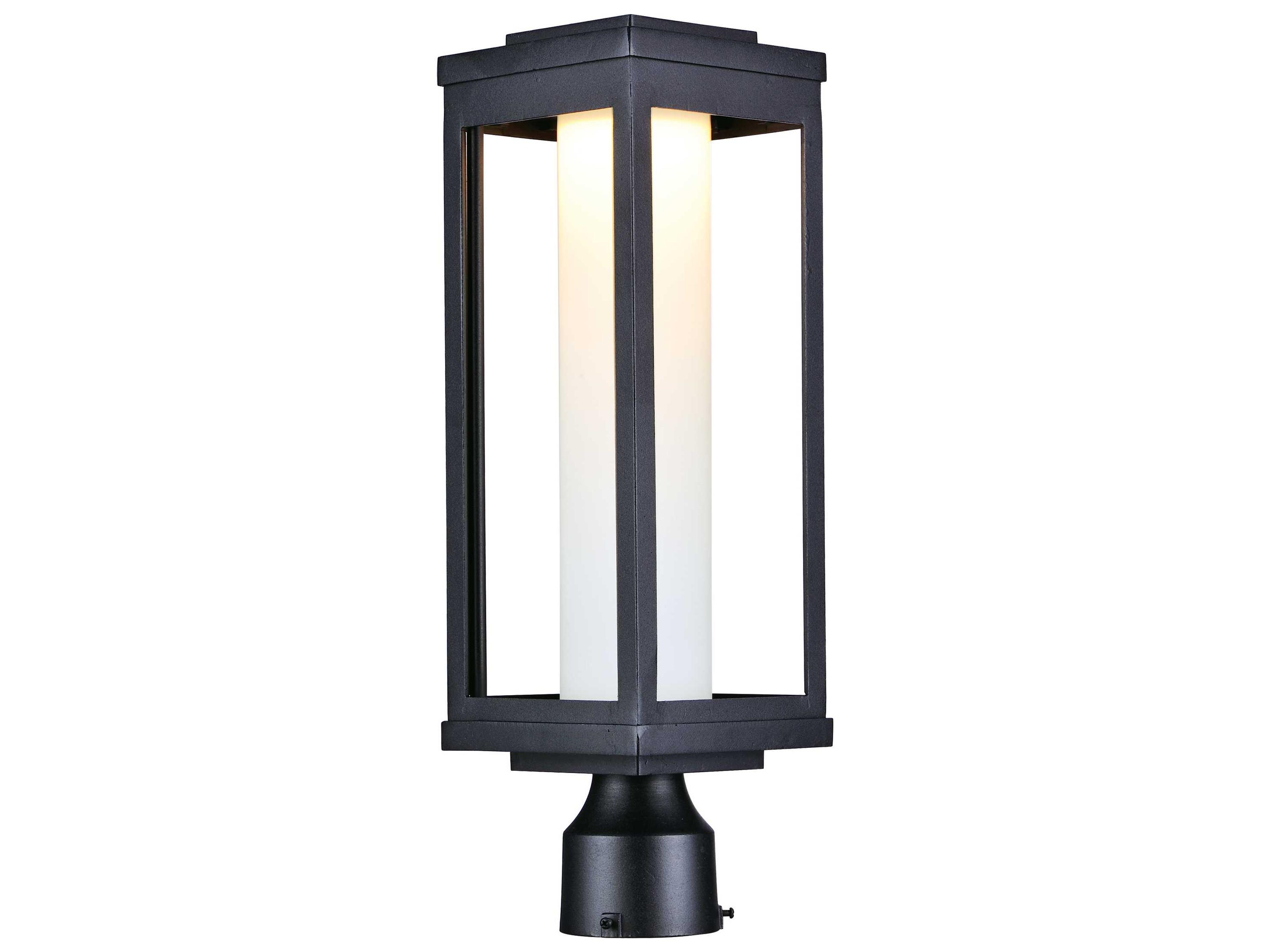 Salon with Satin White Glass LED Outdoor Post Light