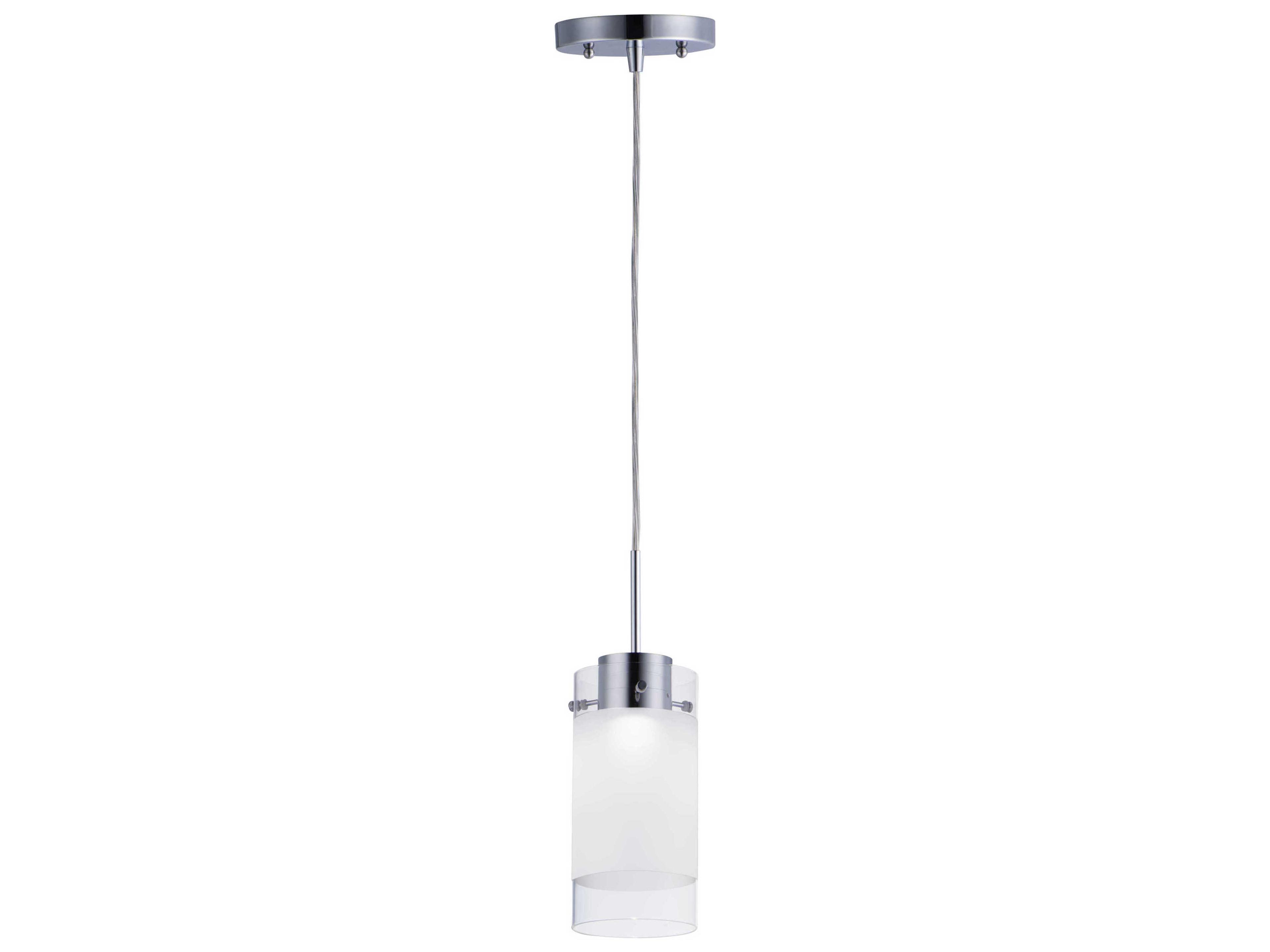 Scope 1-Light Polished Chrome Glass LED Cylinder Mini Pendant