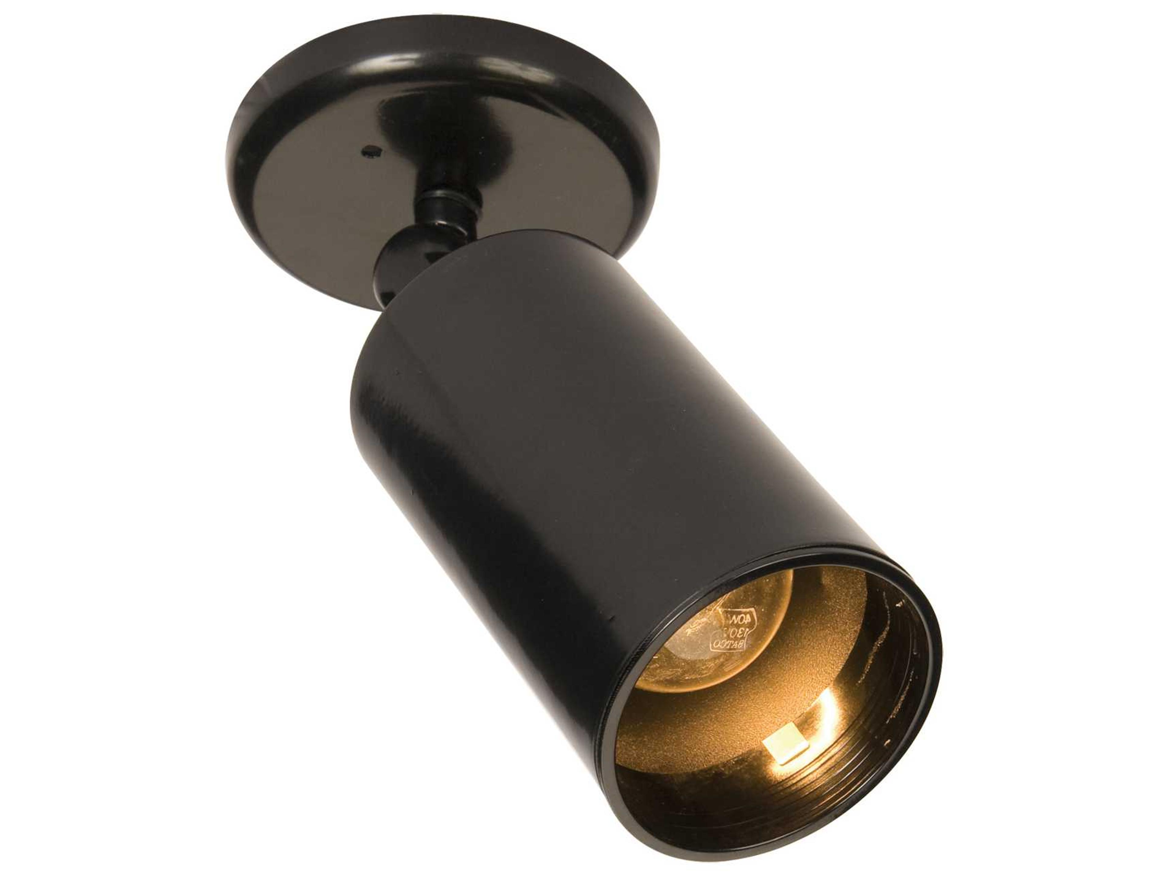 1-Light Black Glass Cylinder Spot Light