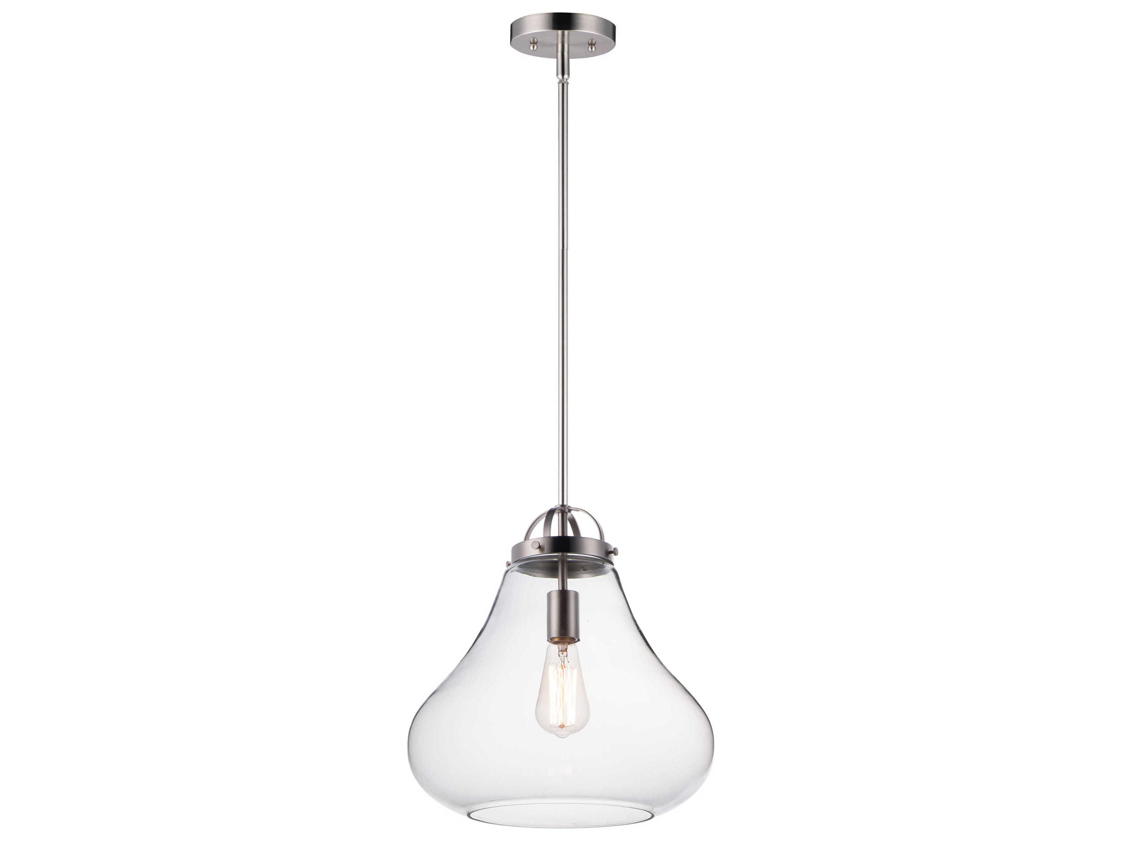Stella 1-Light Satin Nickel Glass Bell Pendant