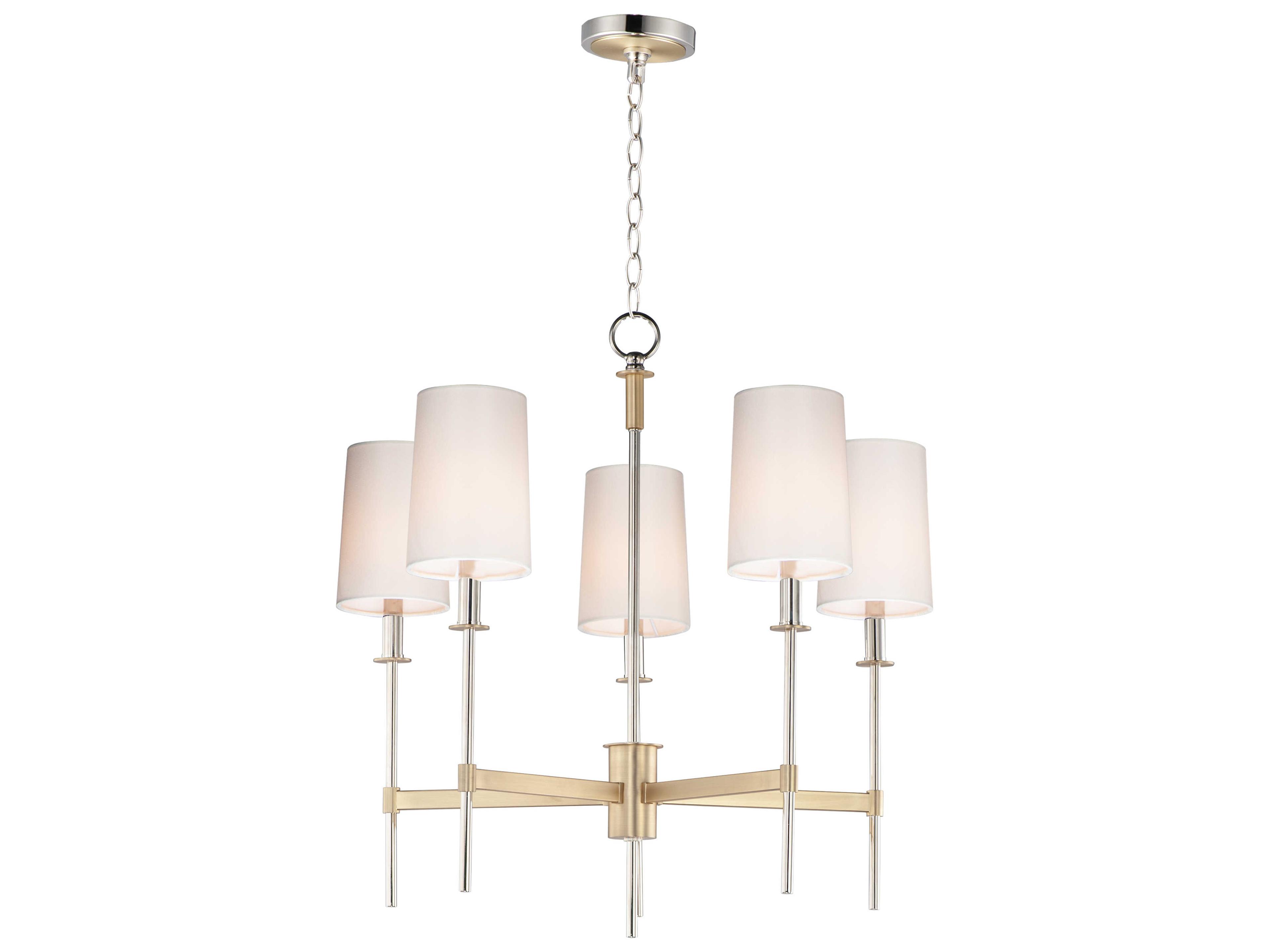 Uptown 5-Light Satin Brass Polished Nickel Candelabra Empire Chandelier
