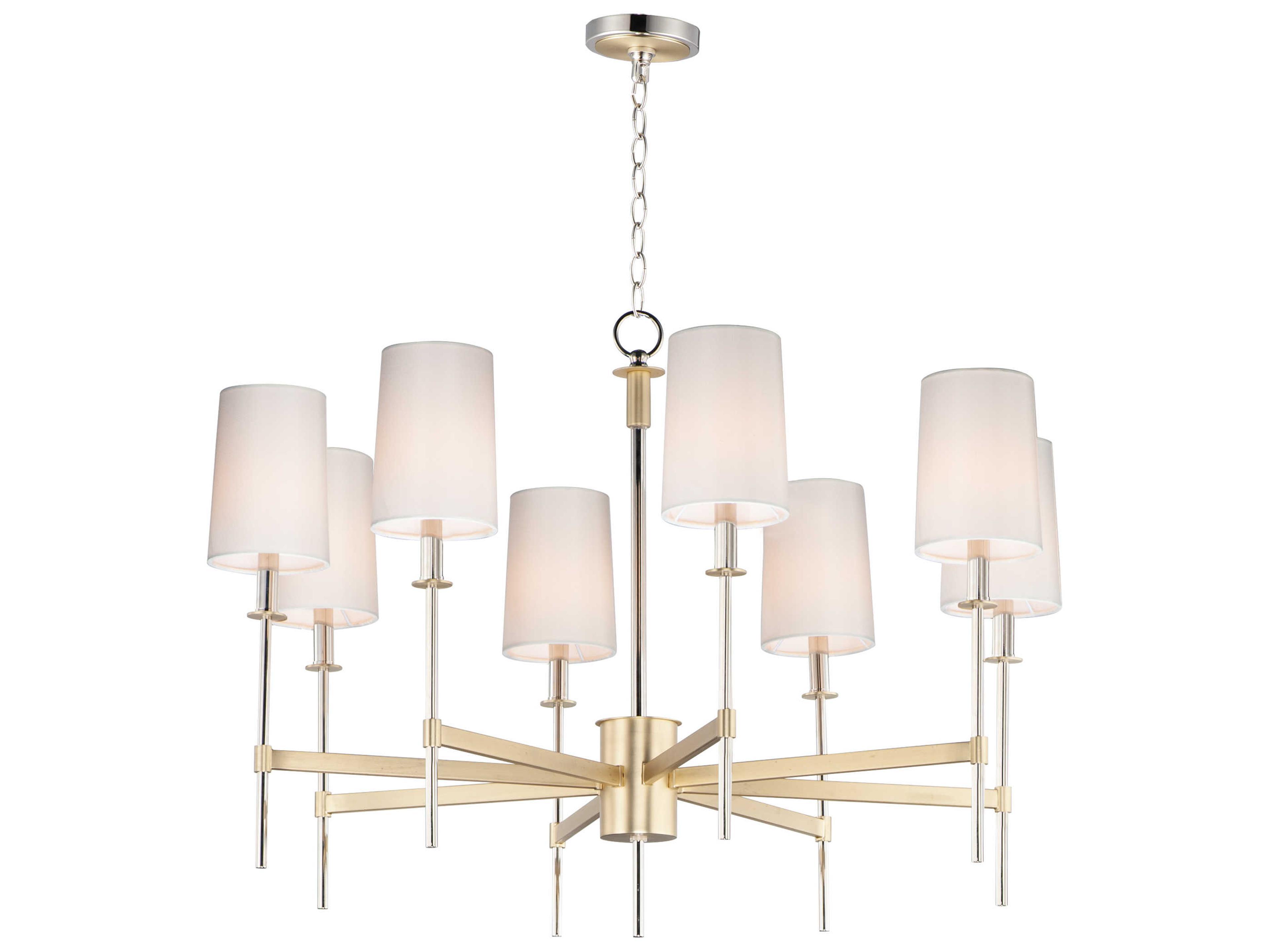 Uptown 8-Light Satin Brass Polished Nickel Empire Tiered Chandelier