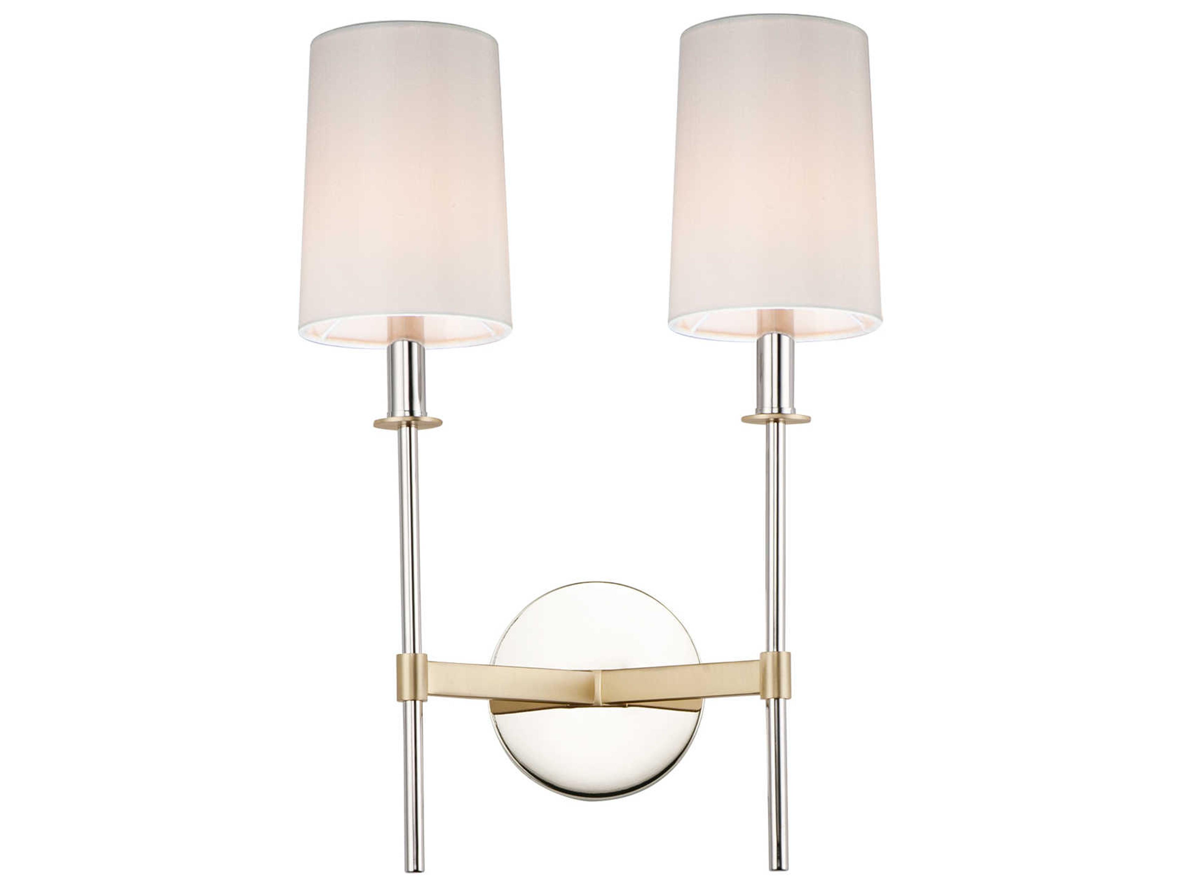 Uptown 2-Light Satin Brass Polished Nickel Wall Sconce