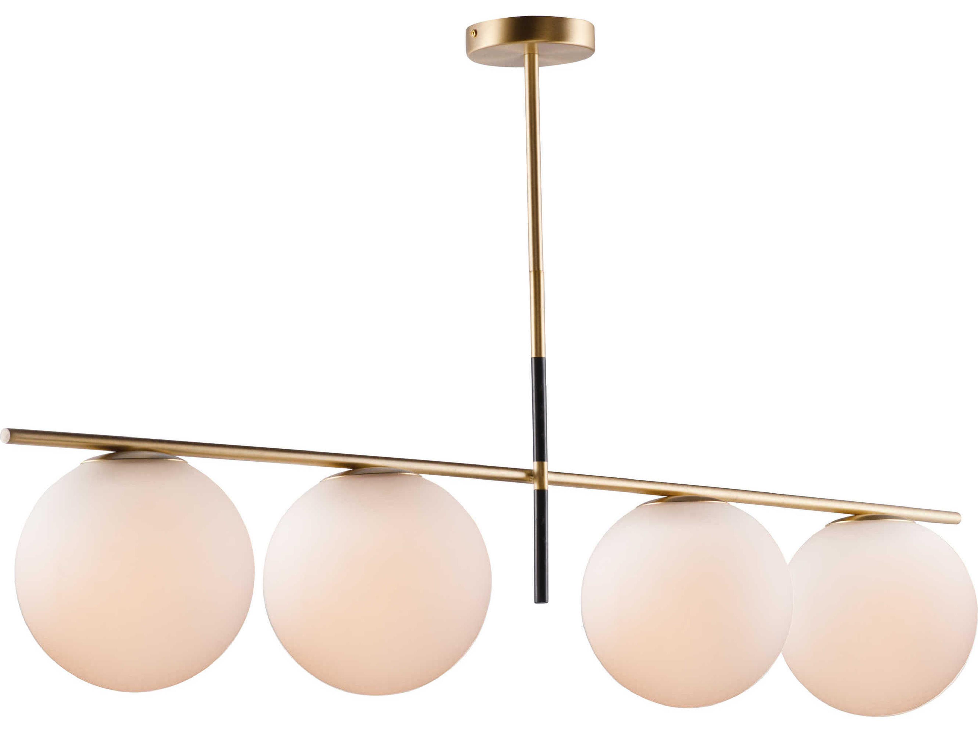 Vesper 4-Light Satin Brass Black Glass Globe Island Pendant