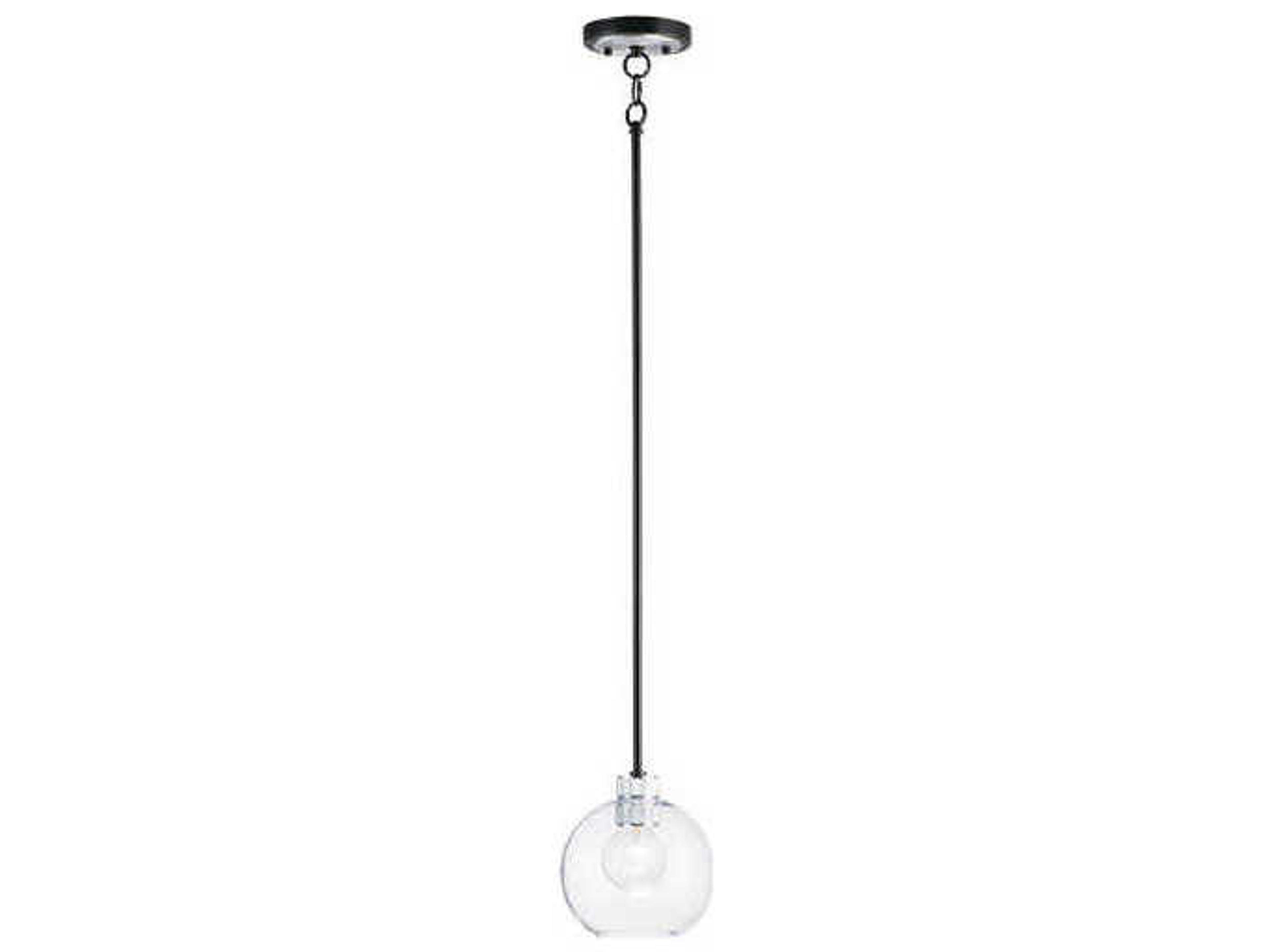 Vessel 1-Light Black Brushed Aluminum Clear Glass Globe Mini Pendant