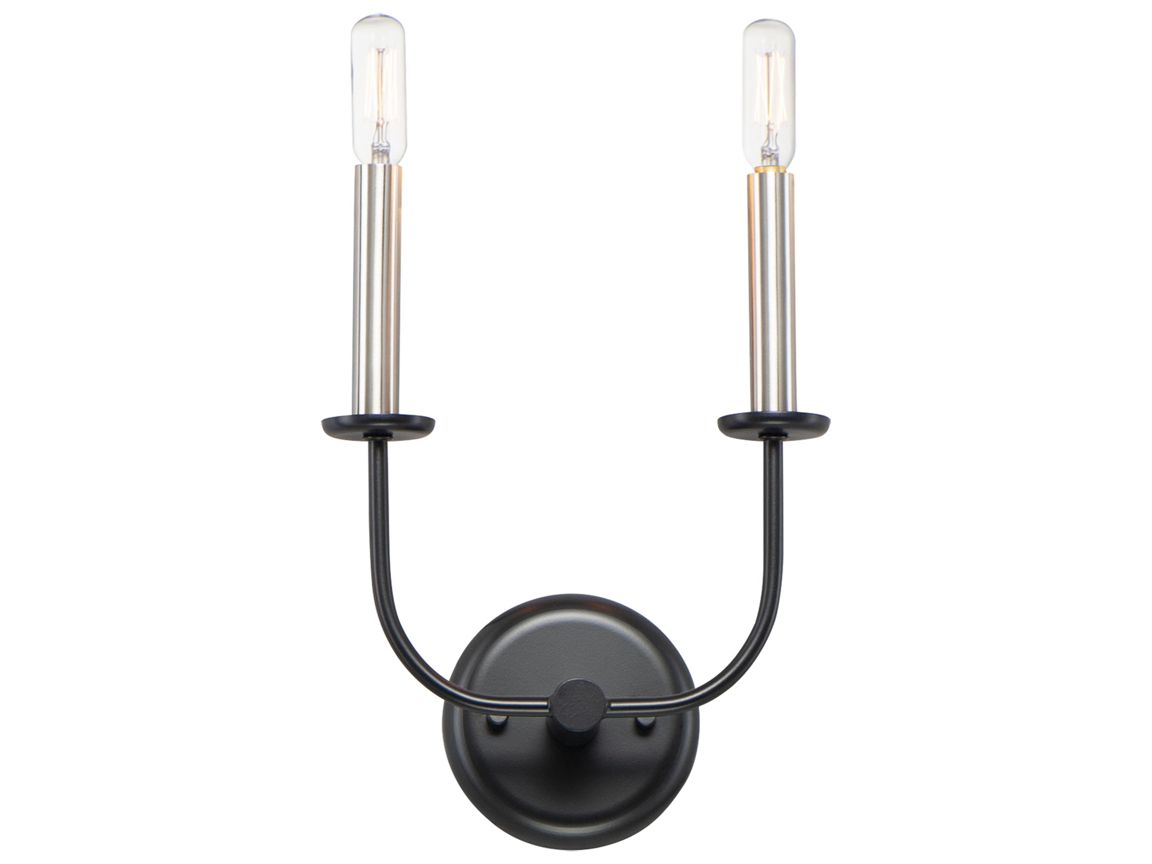 Wesley 2-Light Black Satin Nickel Wall Sconce