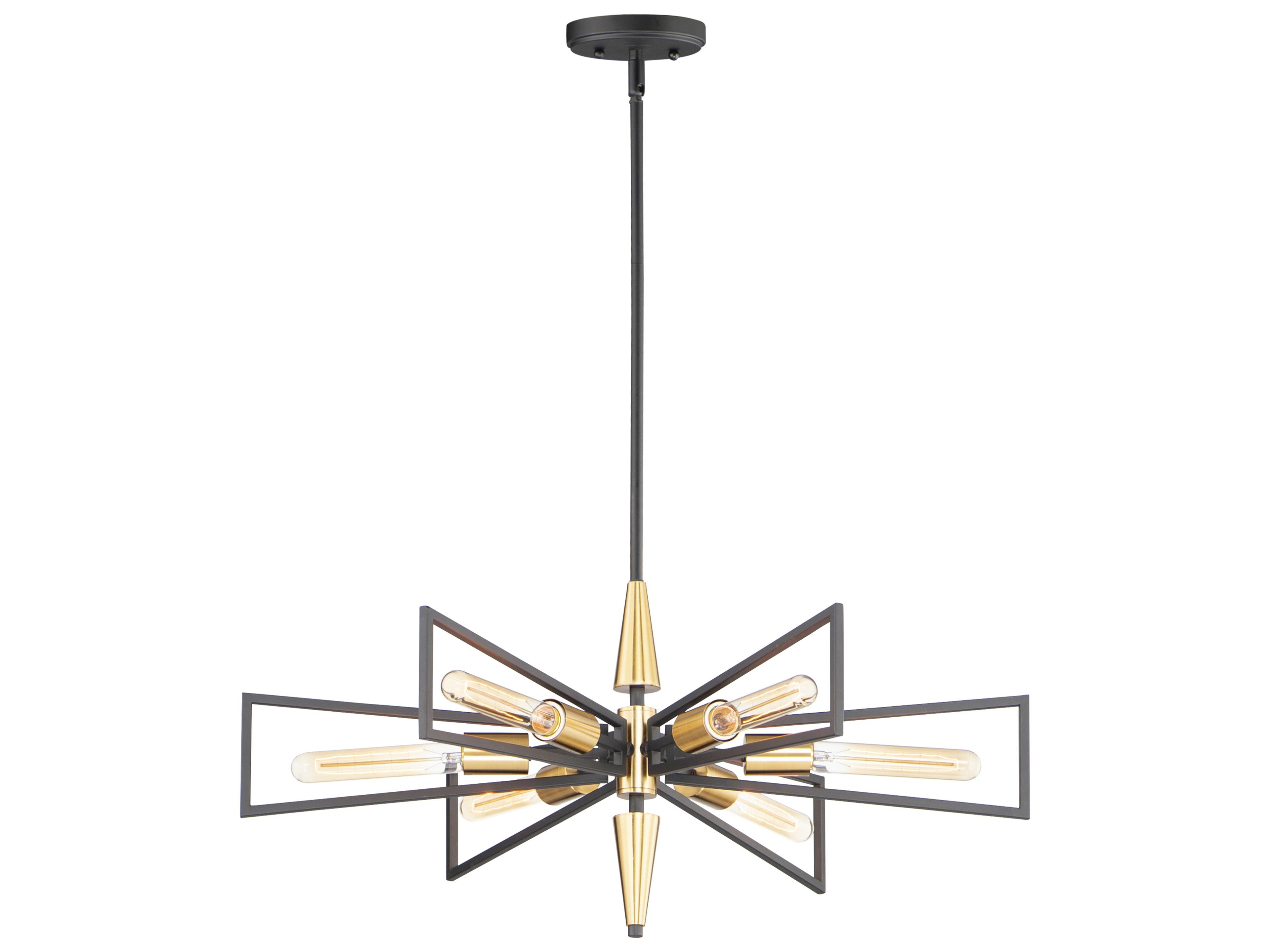 Wings 6-Light Black Satin Brass Geometric Sputnik Chandelier