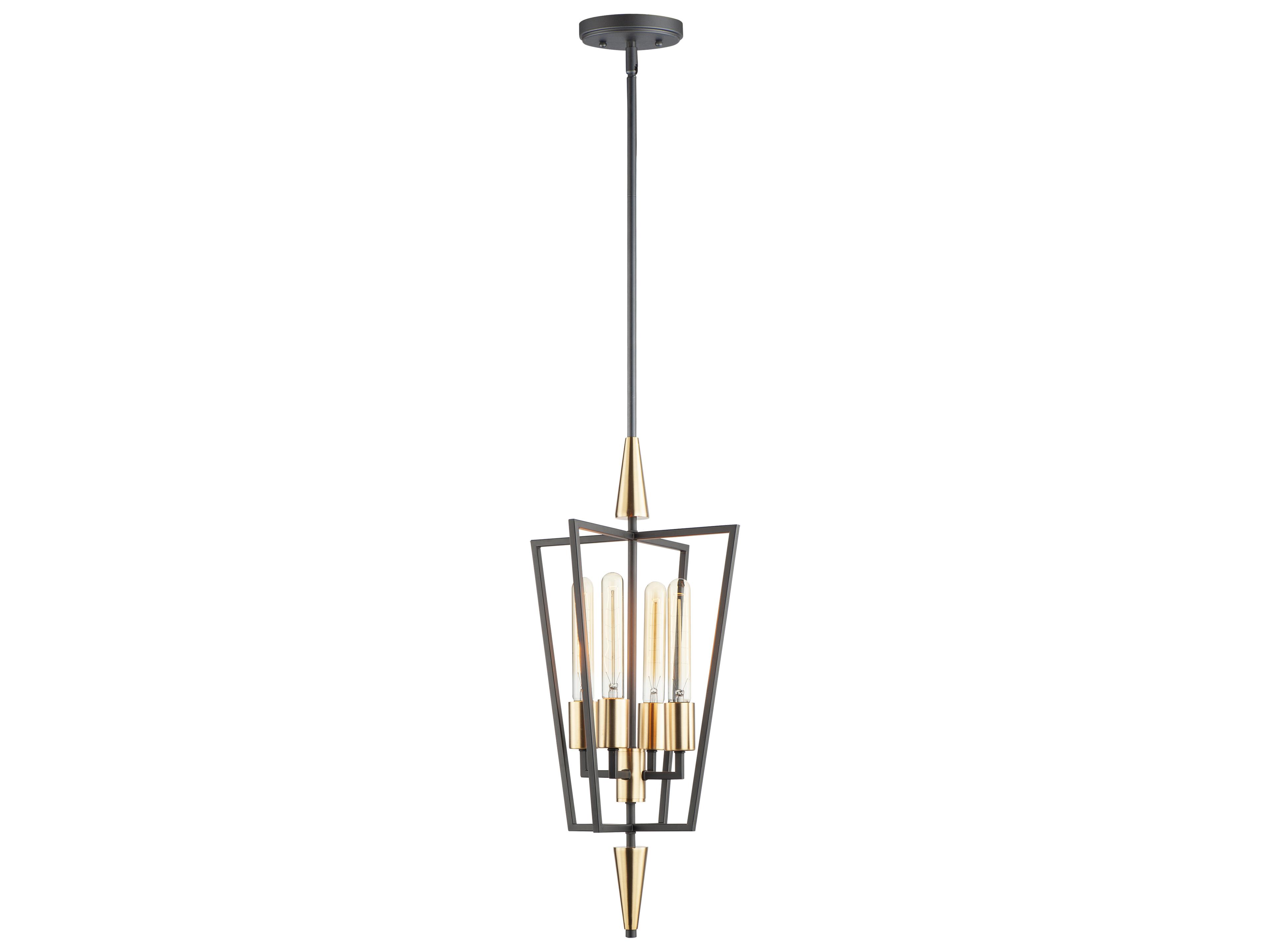 Wings 4-Light Black Satin Brass Candelabra Geometric Chandelier