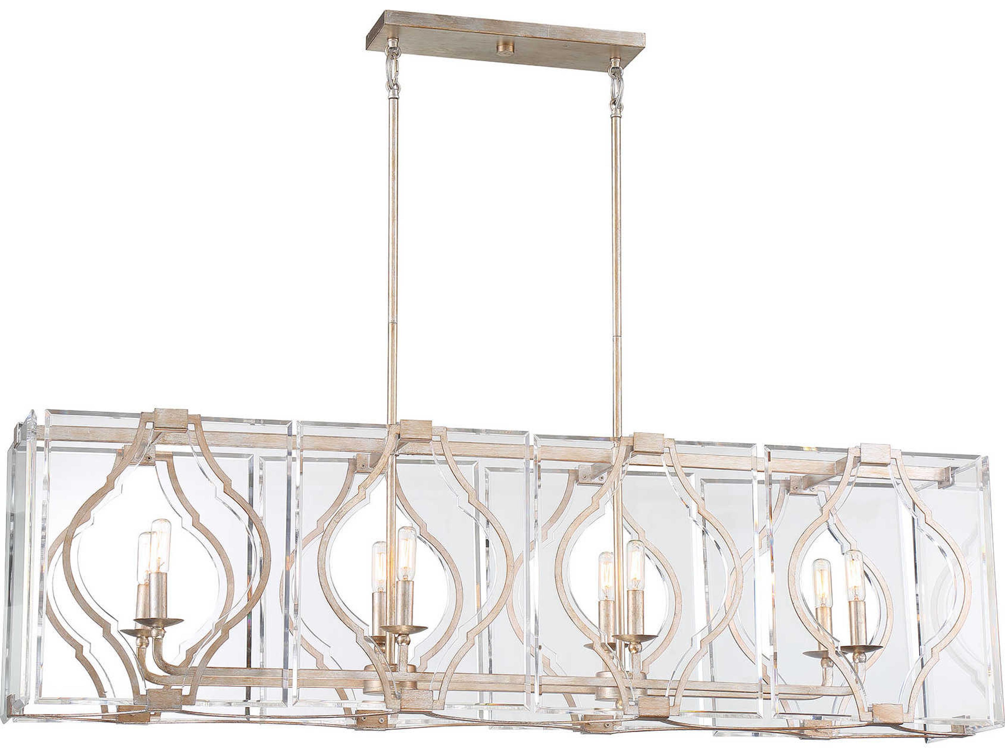 Brenton Cove 8-Light Gold Mist Leaf Geometric Linear Island Pendant