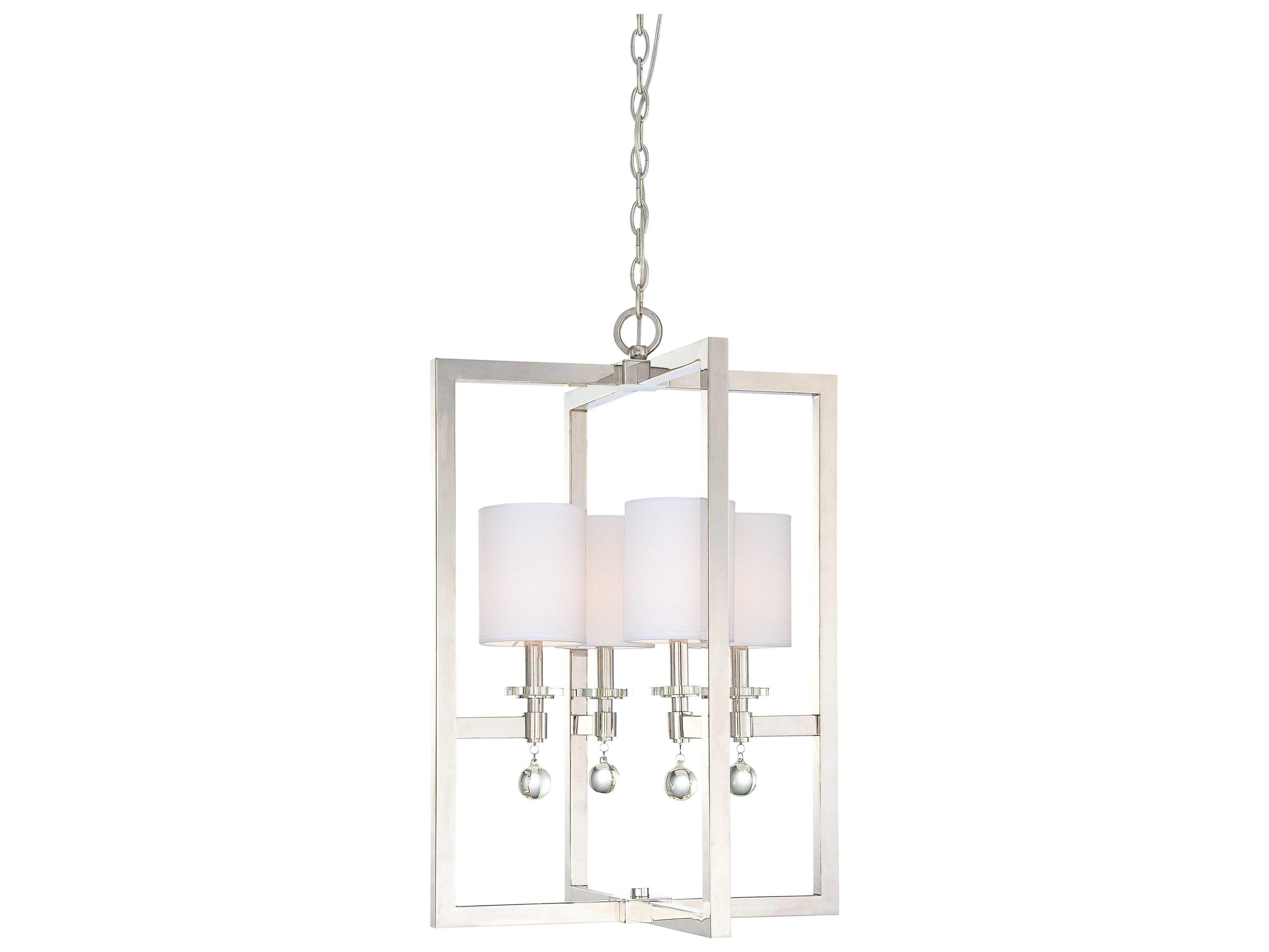 Chadbourne 4-Light Polished Nickel Crystal Drum Pendant