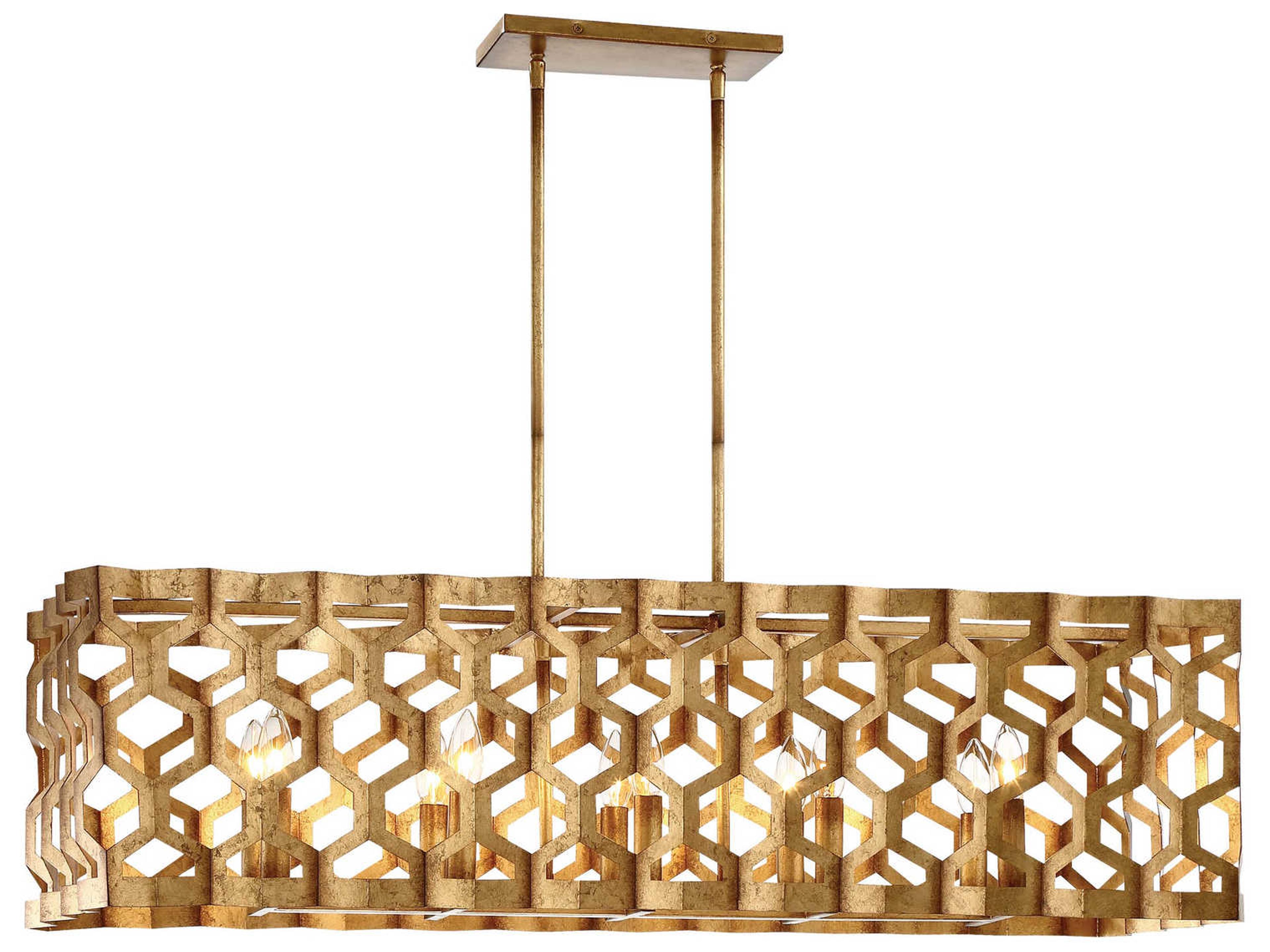 Coronade 10-Light Pandora Gold Leaf Linear Island Pendant