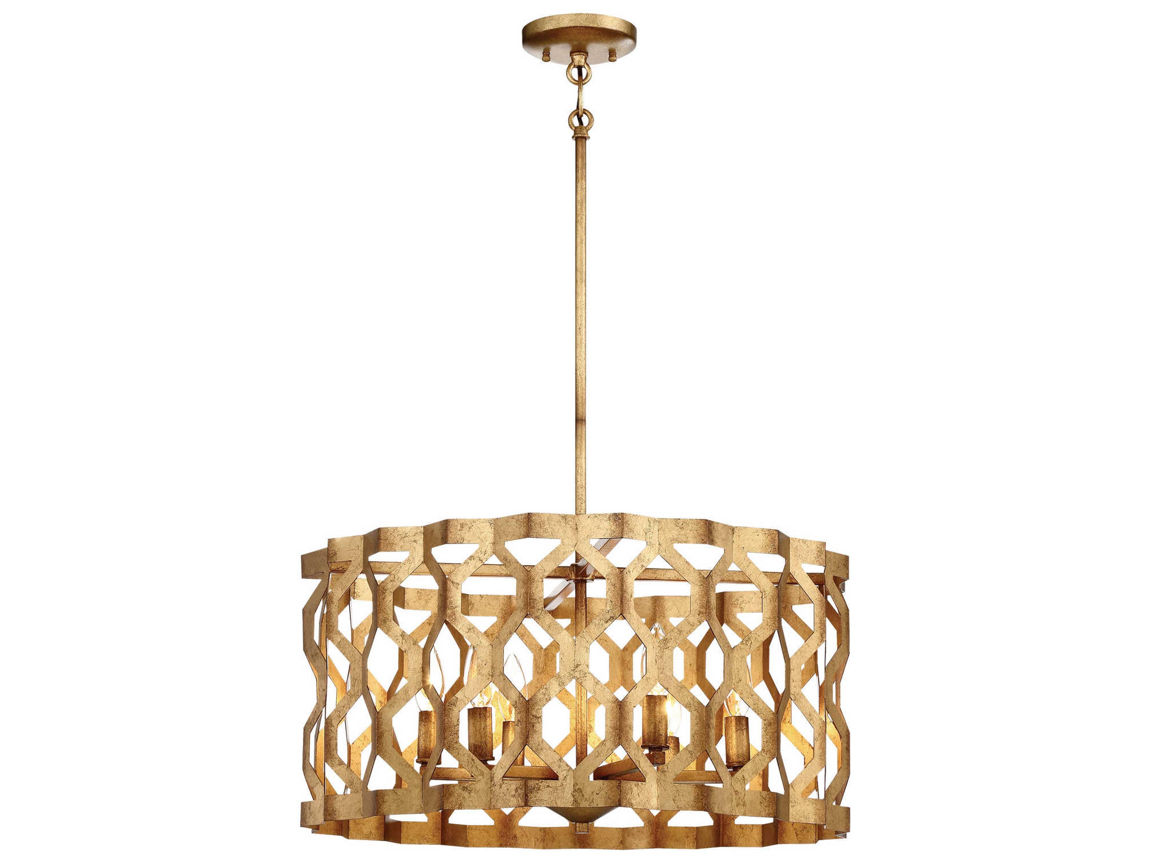 Coronade 5-Light Pandora Gold Leaf Drum Pendant