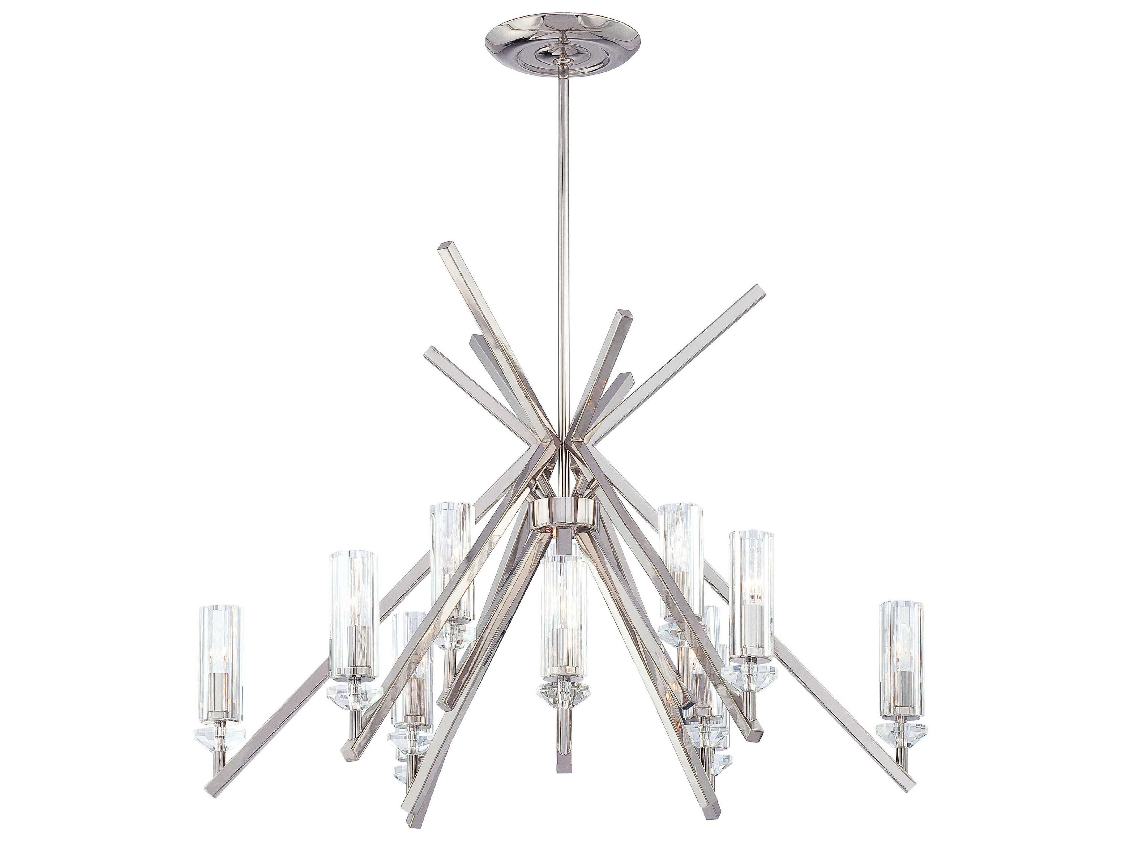 Fusano 12-Light Polished Nickel Crystal Glass Candelabra Cylinder Chandelier