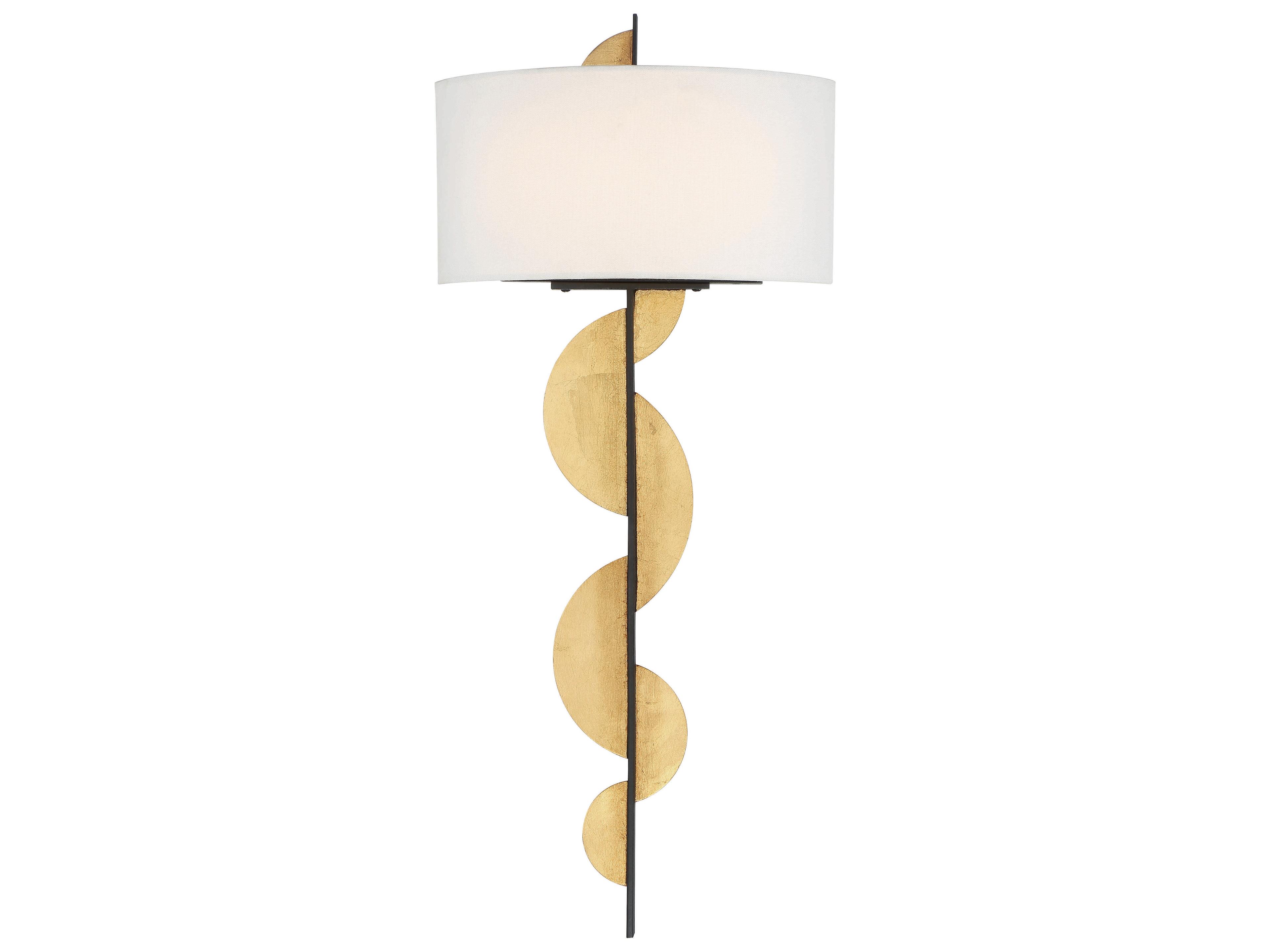 Navia 2-Light Sand Coal Ardent Gold Leaf Black Glass LED Wall Sconce