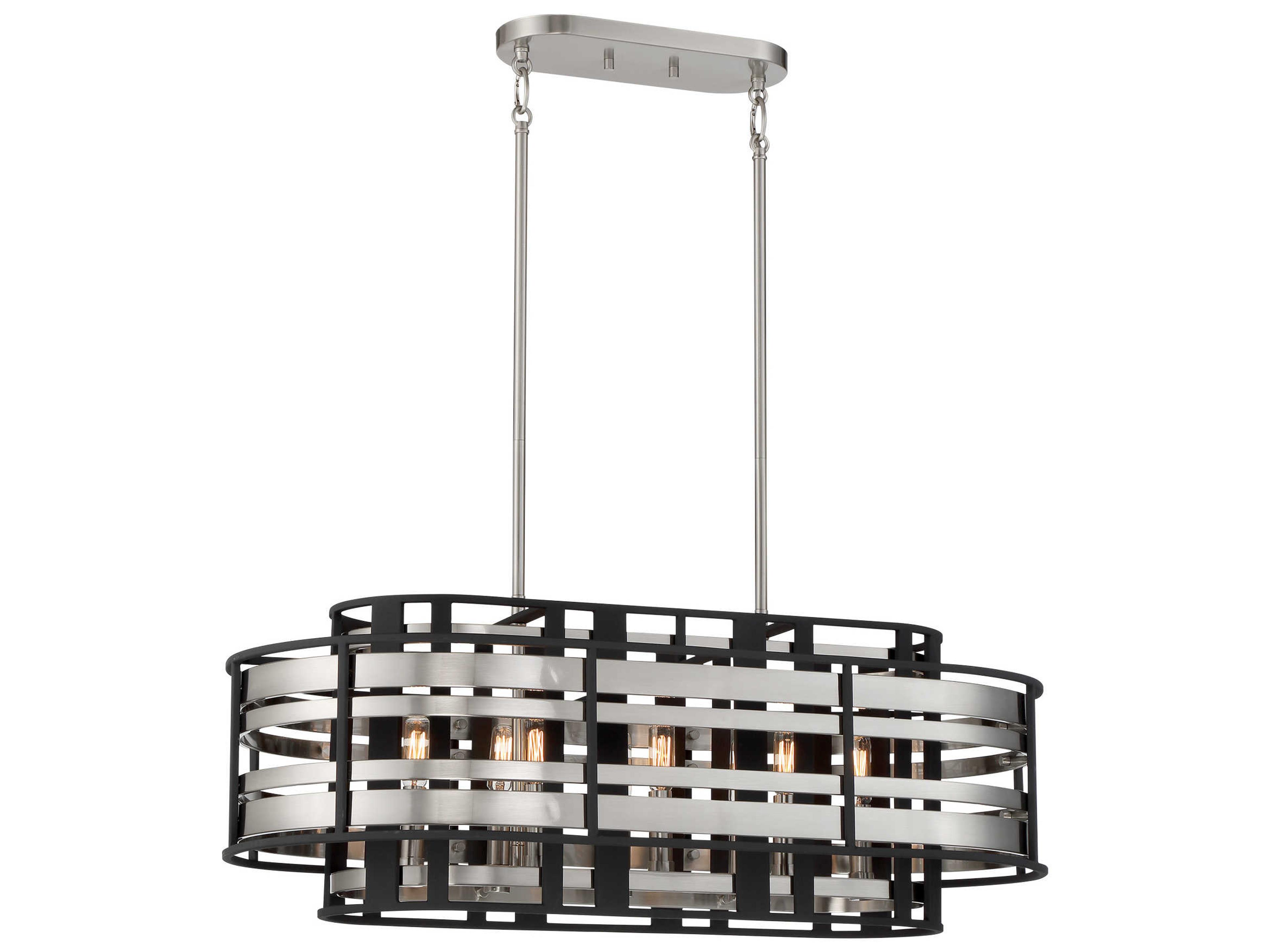 Preston 8-Light Brushed Nickel Sand Coal Black Round Island Pendant