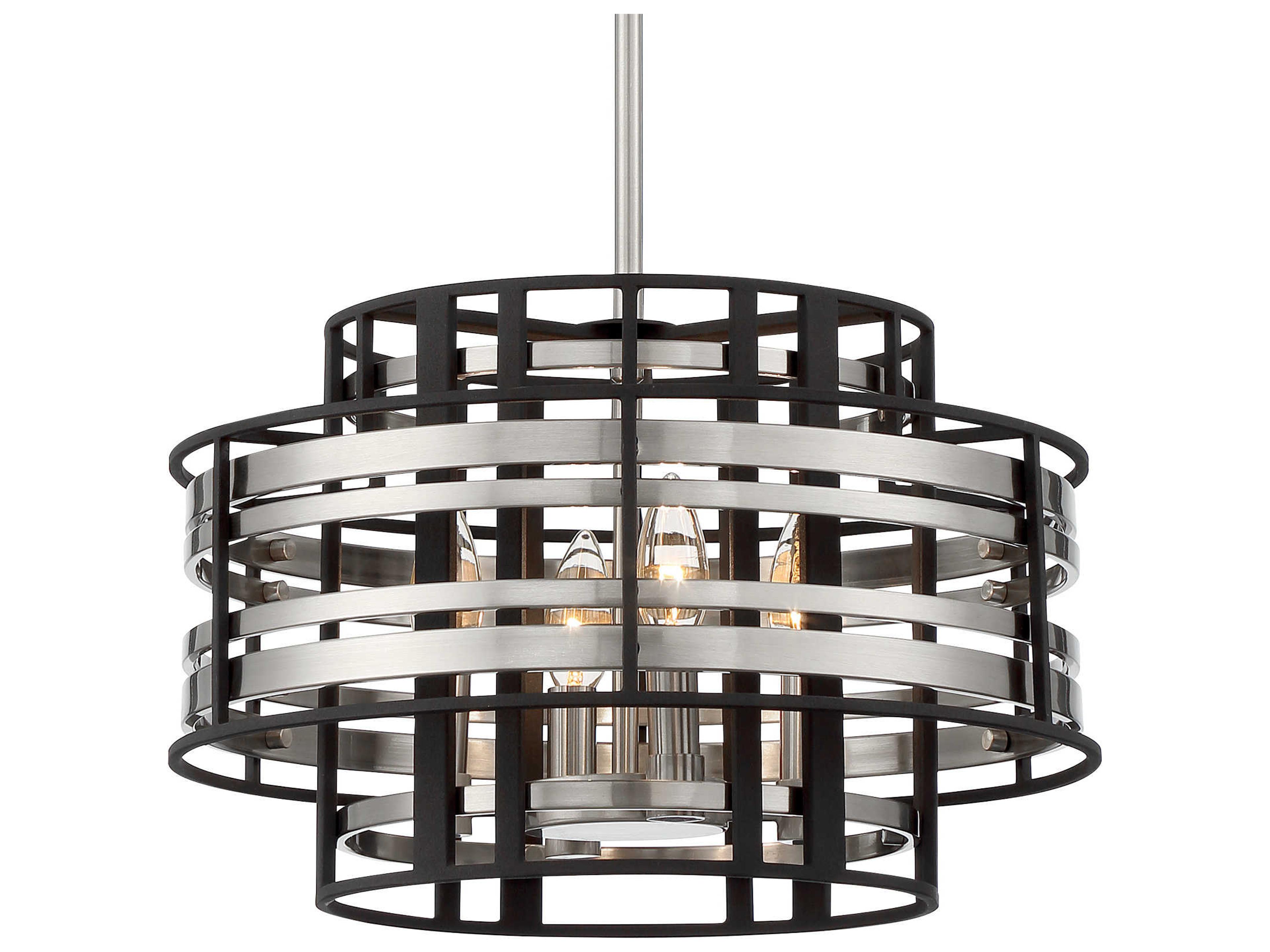 Preston 4-Light Brushed Nickel Sand Coal Black Chandelier