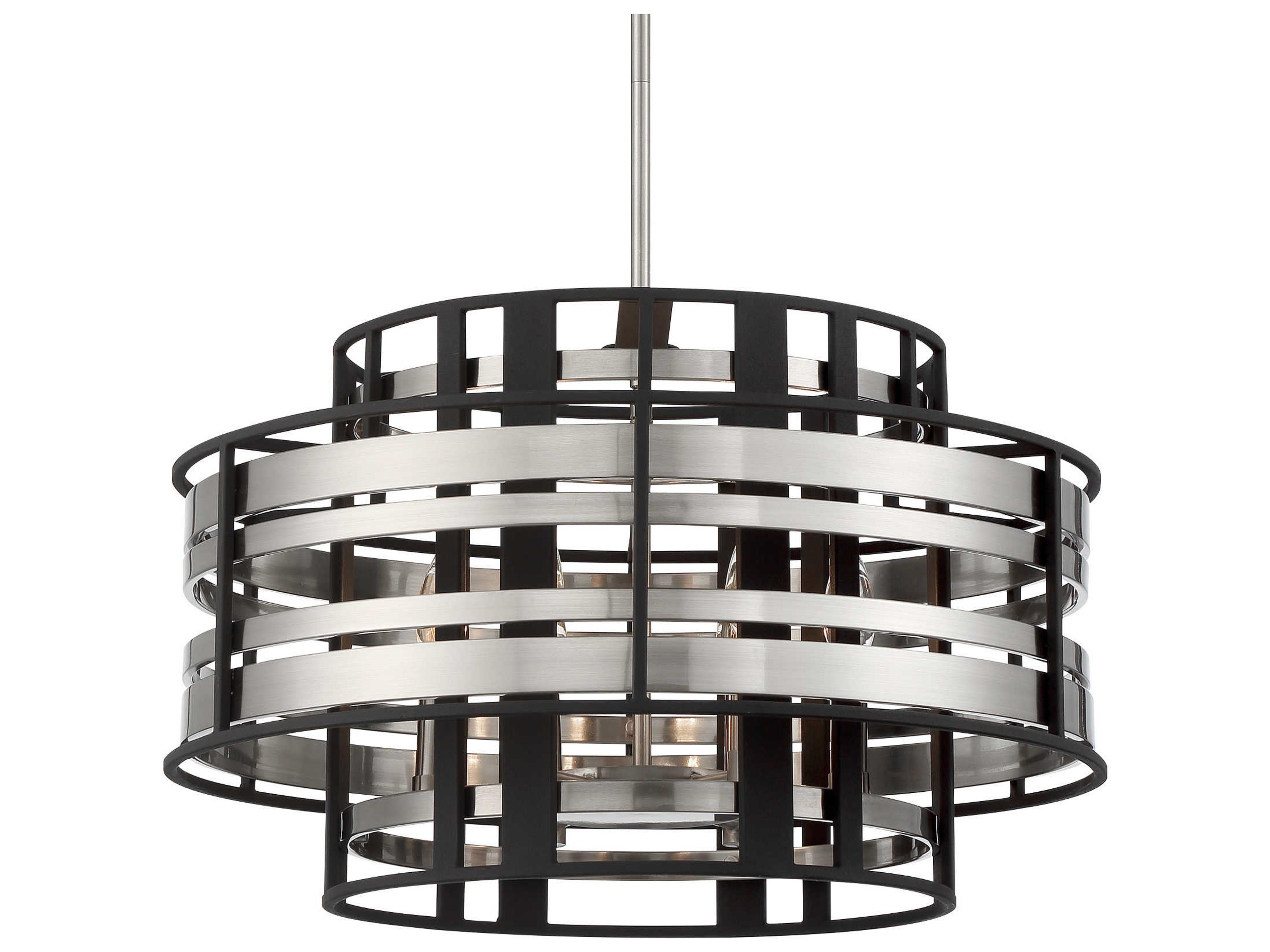 Preston 6-Light Brushed Nickel Sand Coal Black Chandelier