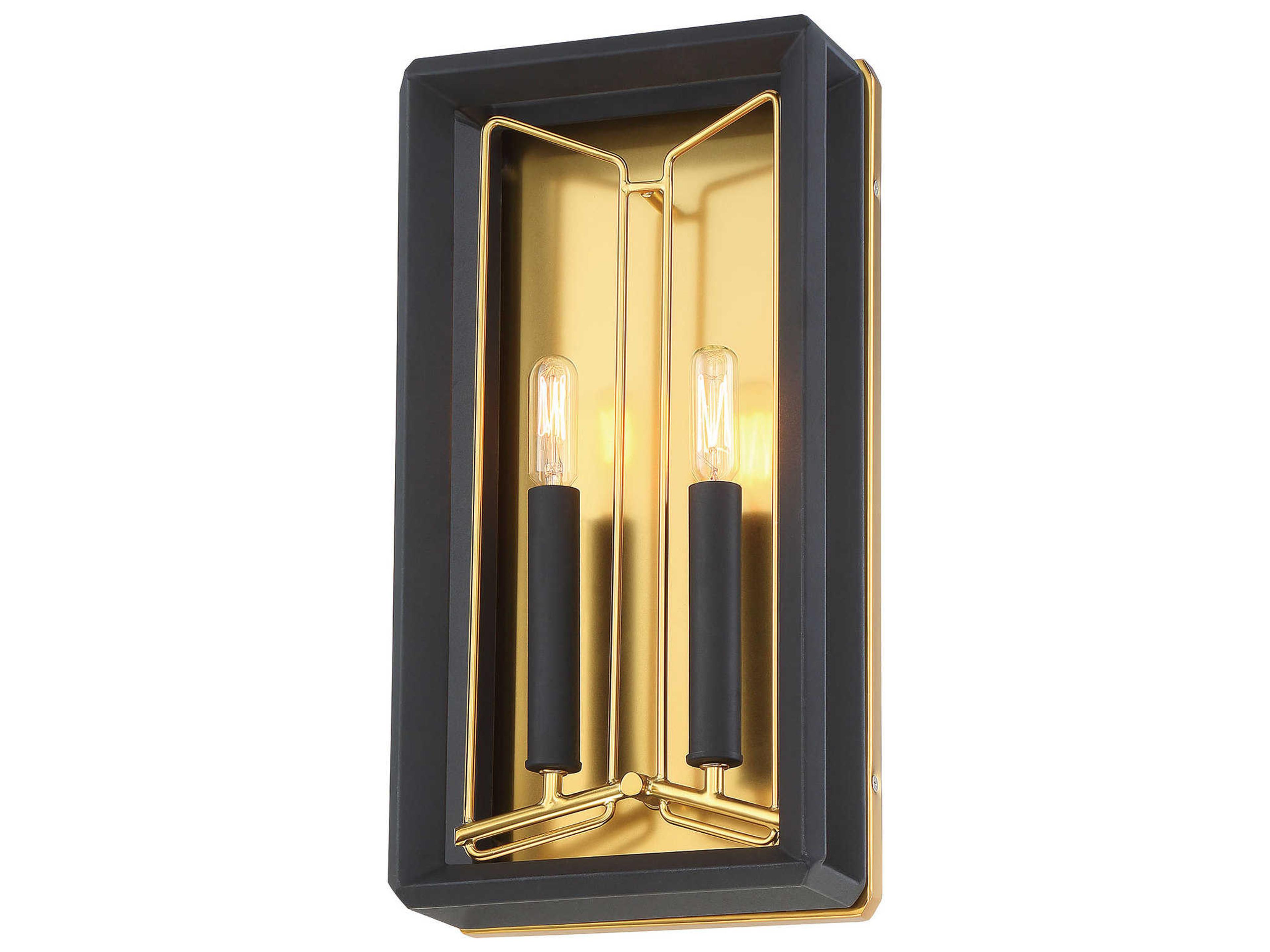 Sable Point 2-Light Sand Black With Honey Gold Accent Wall Sconce