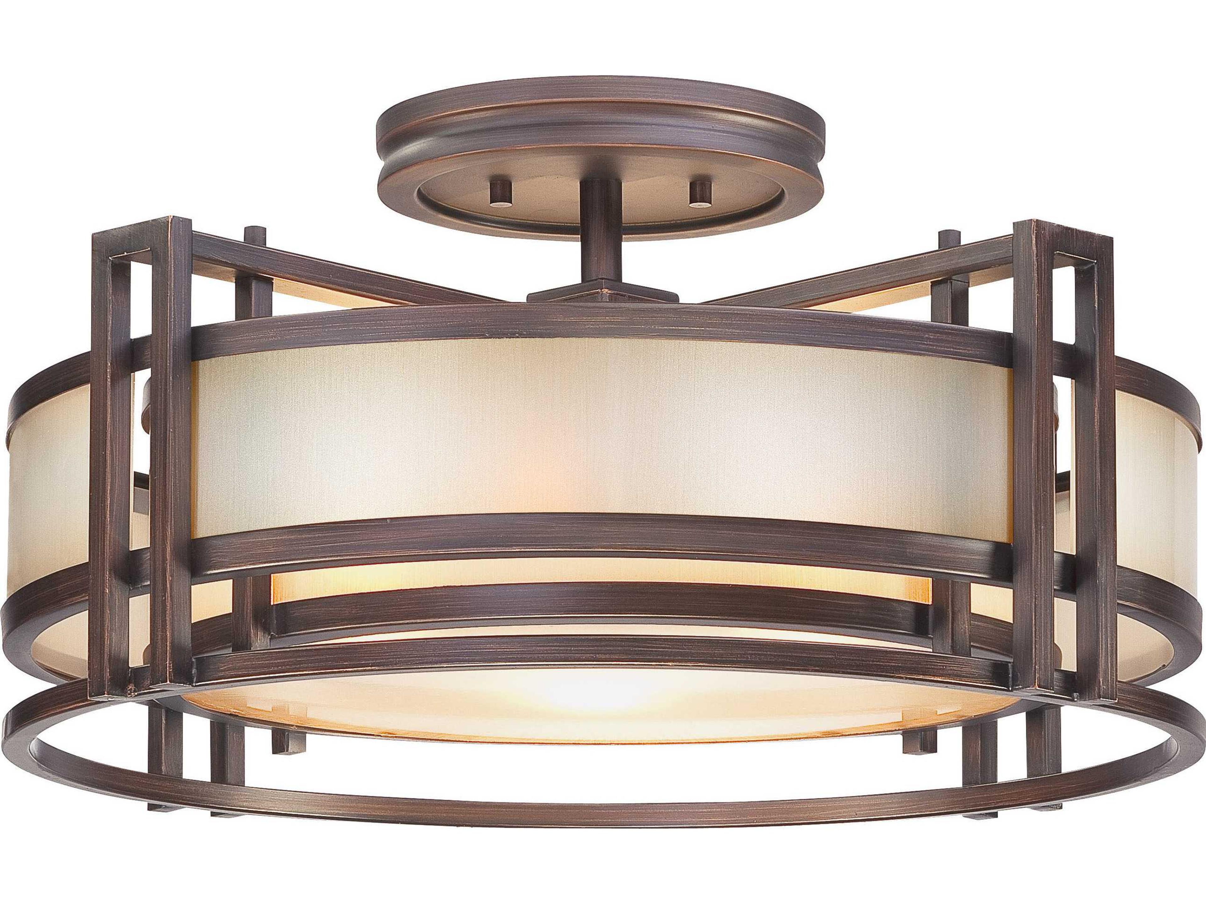 Underscore 3-Light Cimmaron Bronze Glass Semi Flush Mount
