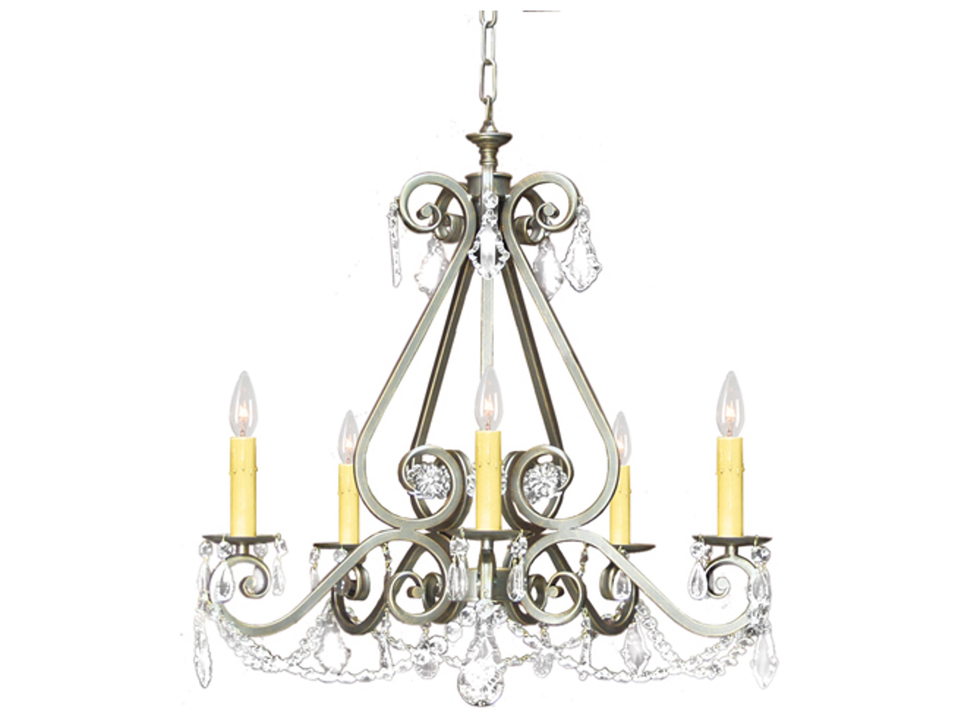 Adrianna 5-Light French Bronze Crystal Candelabra Chandelier