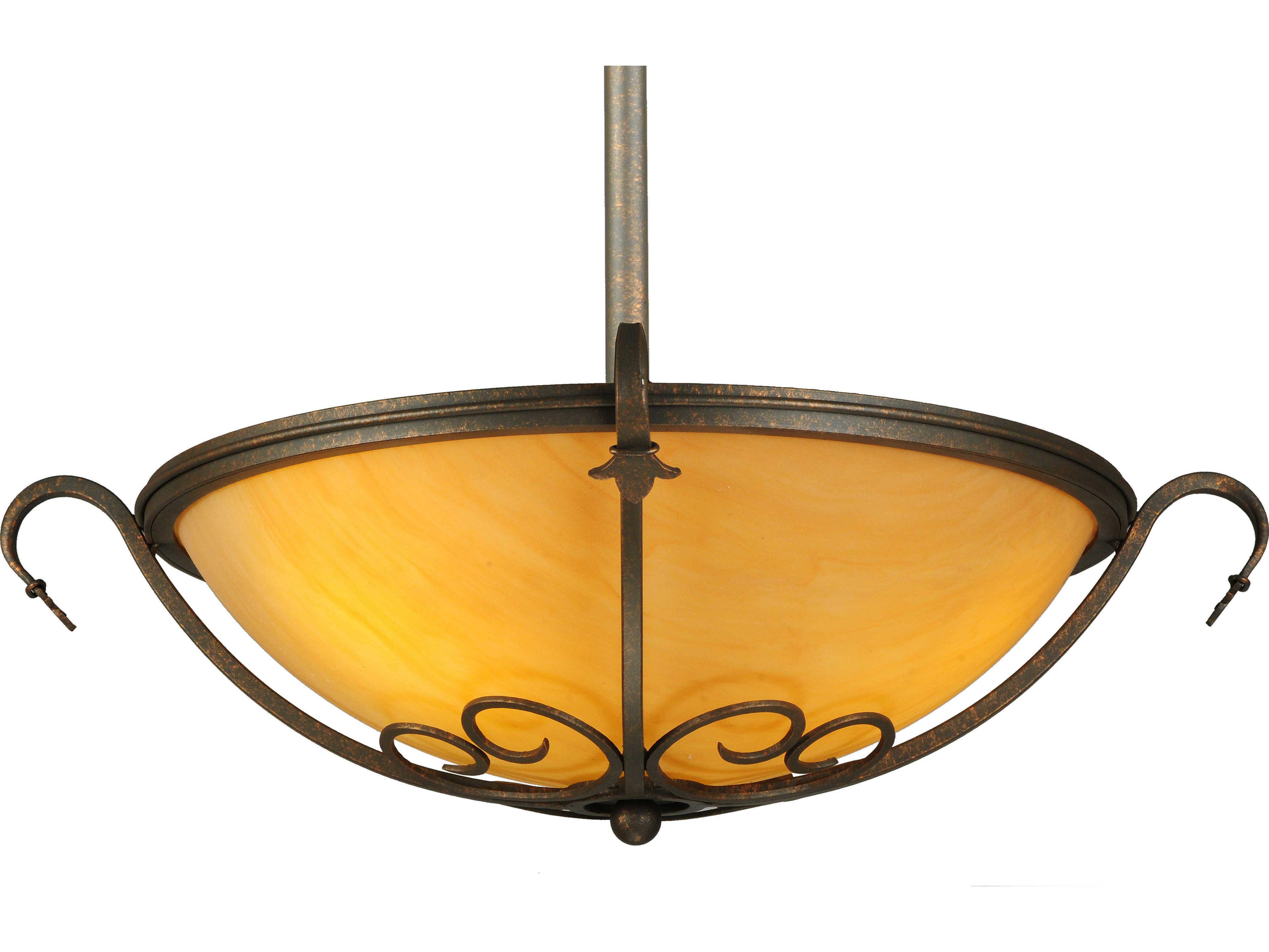 Alaine 3-Light Coral Chocolate Gold Brown Glass Bowl Pendant