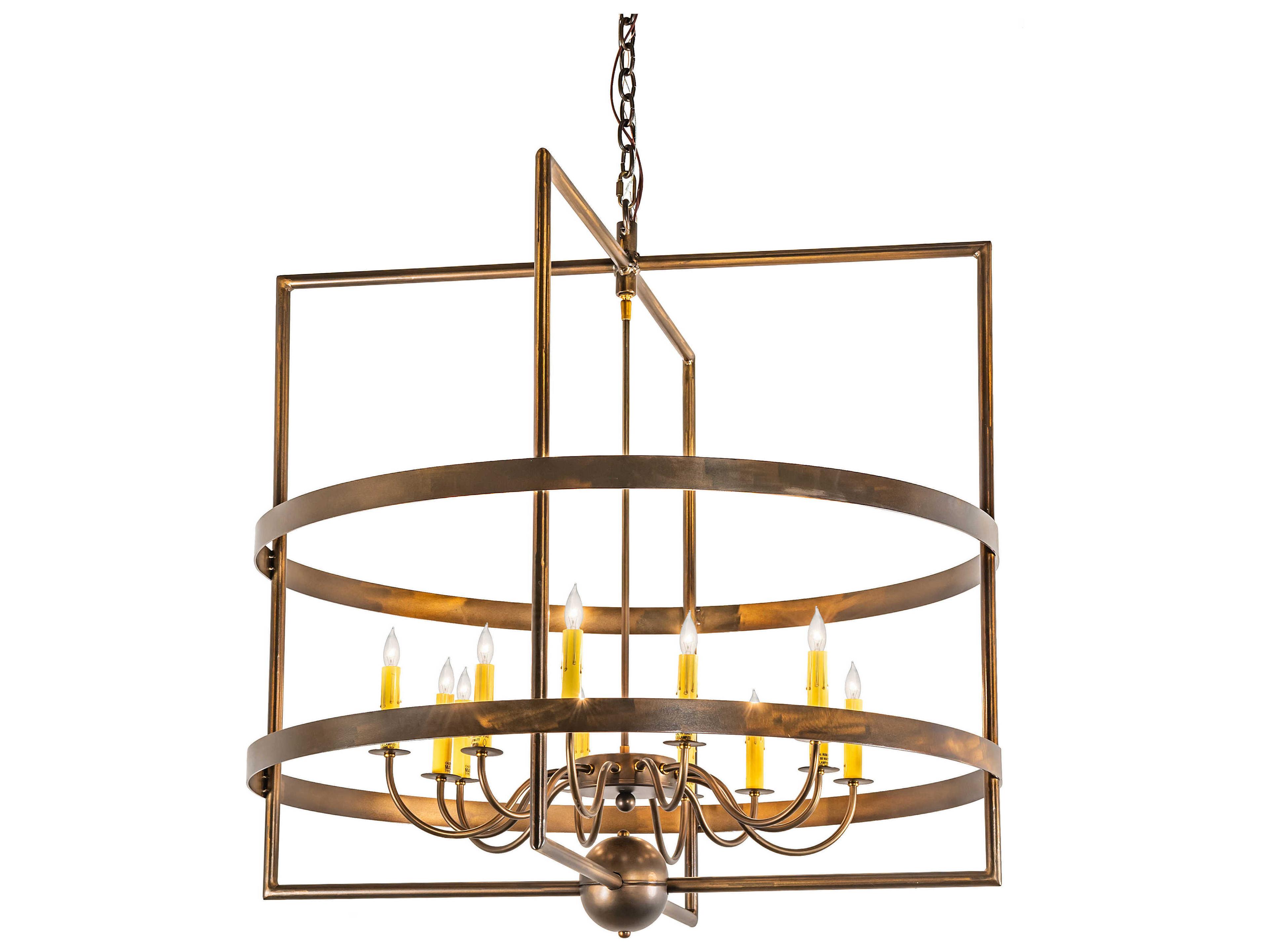Aldari 12-Light Antique Copper Candelabra Geometric Chandelier