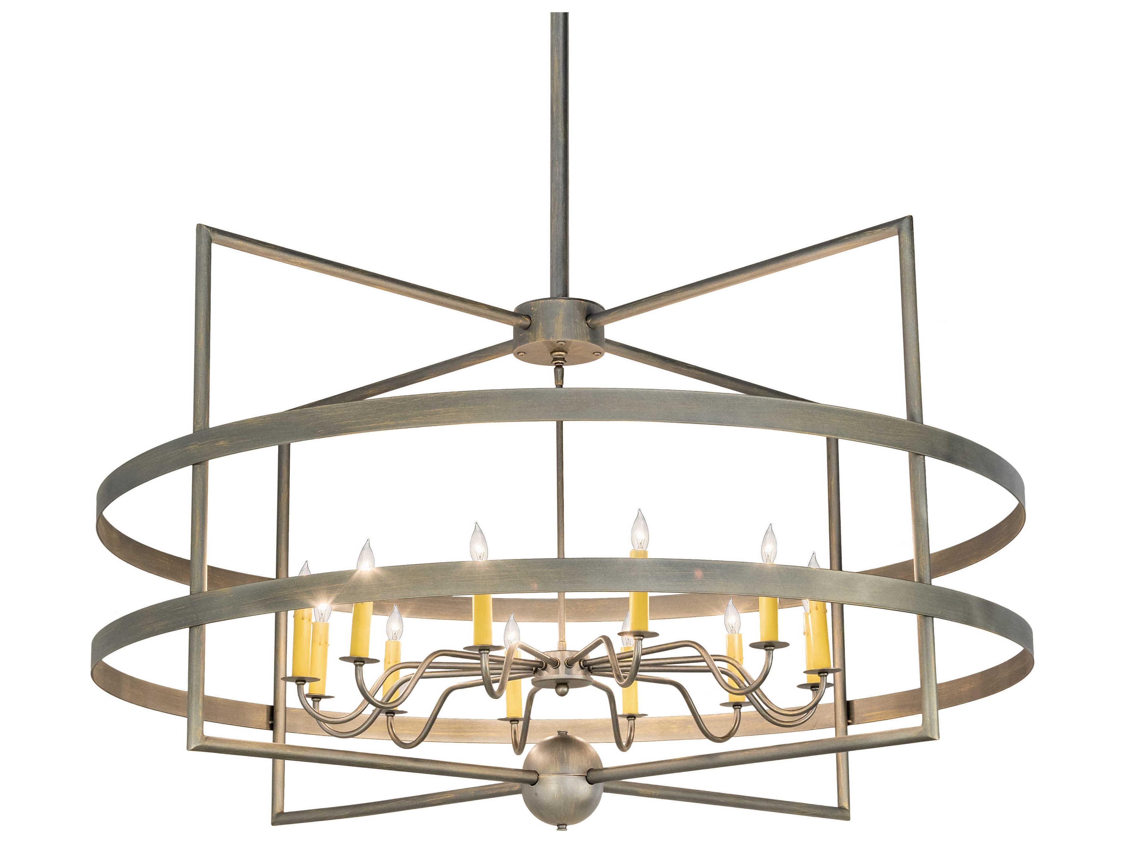 Aldari 12-Light Antique Brass Candelabra Geometric Chandelier