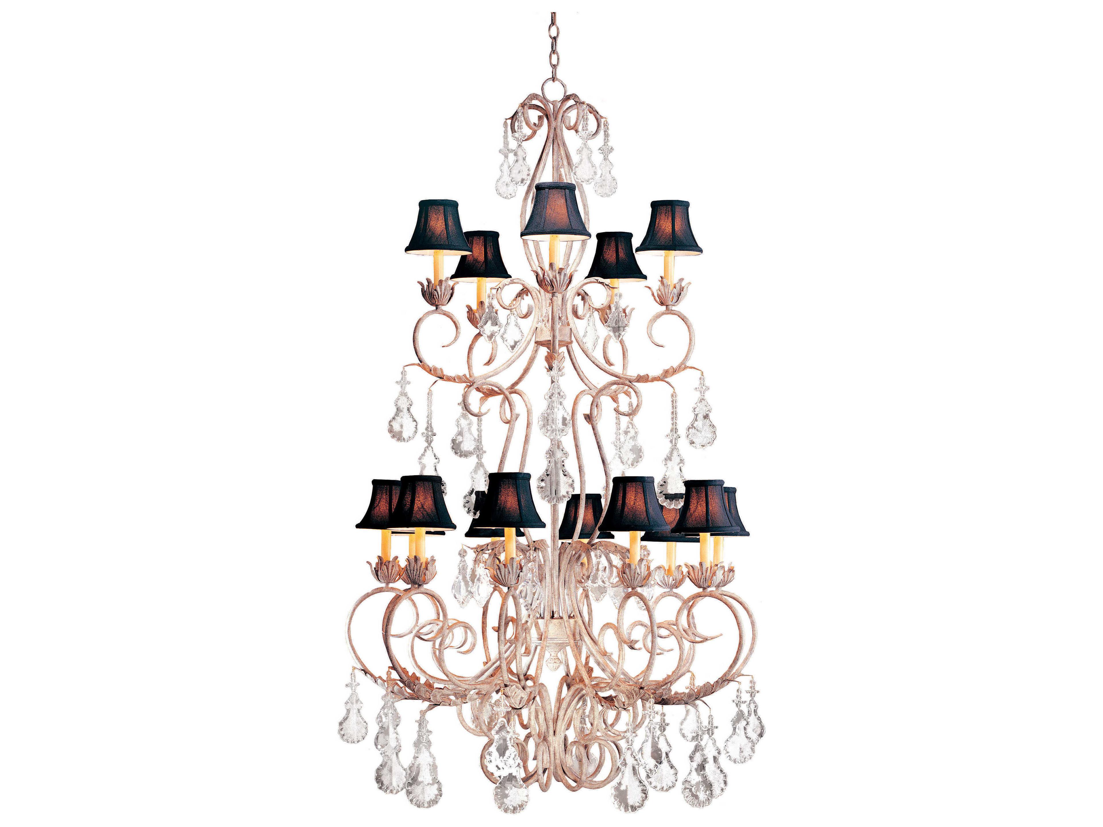 Alexandria 15-Light Spanish Gold Crystal Candelabra Tiered Chandelier