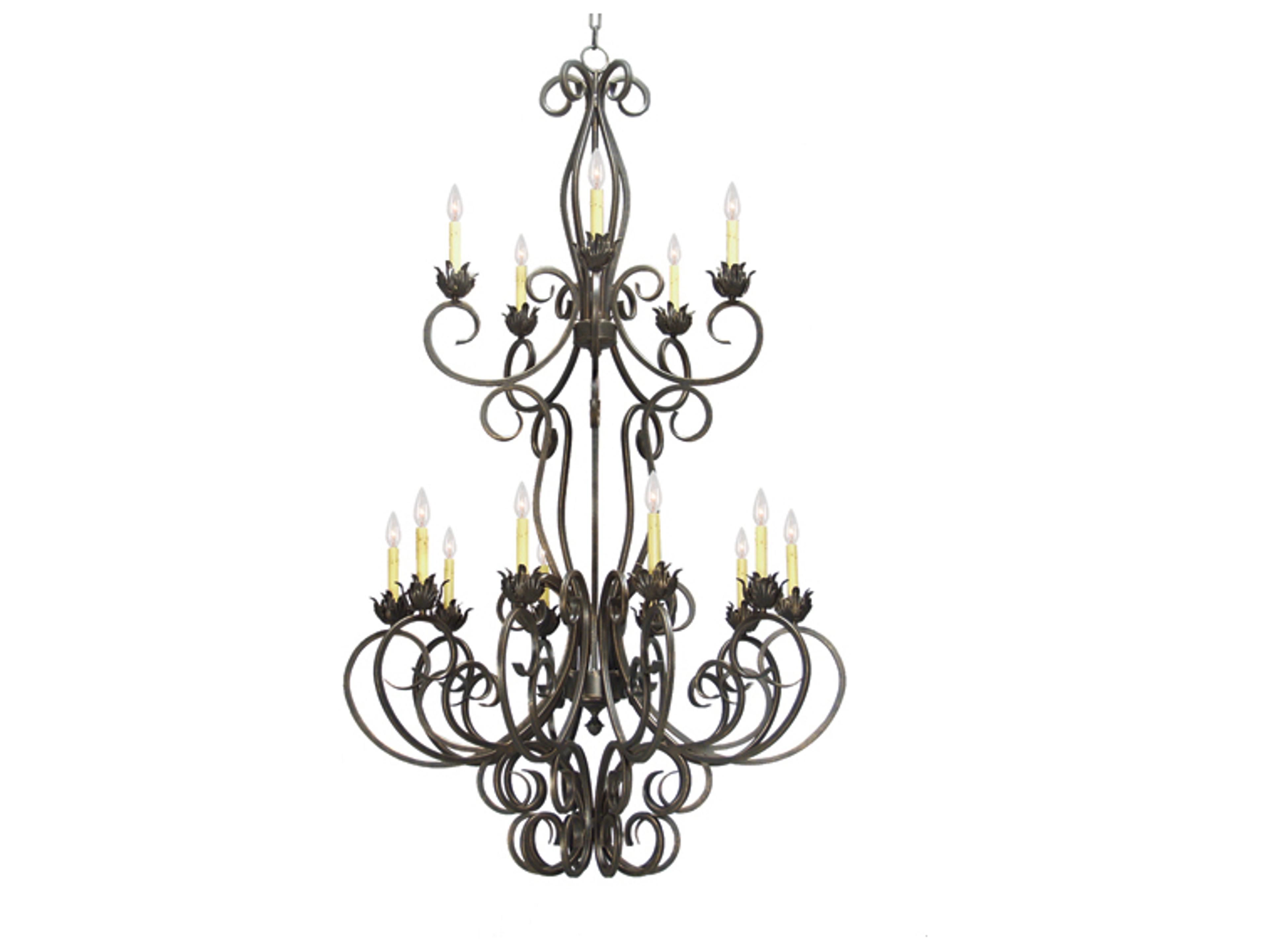 Alexis 15-Light Brown Candelabra Tiered Chandelier