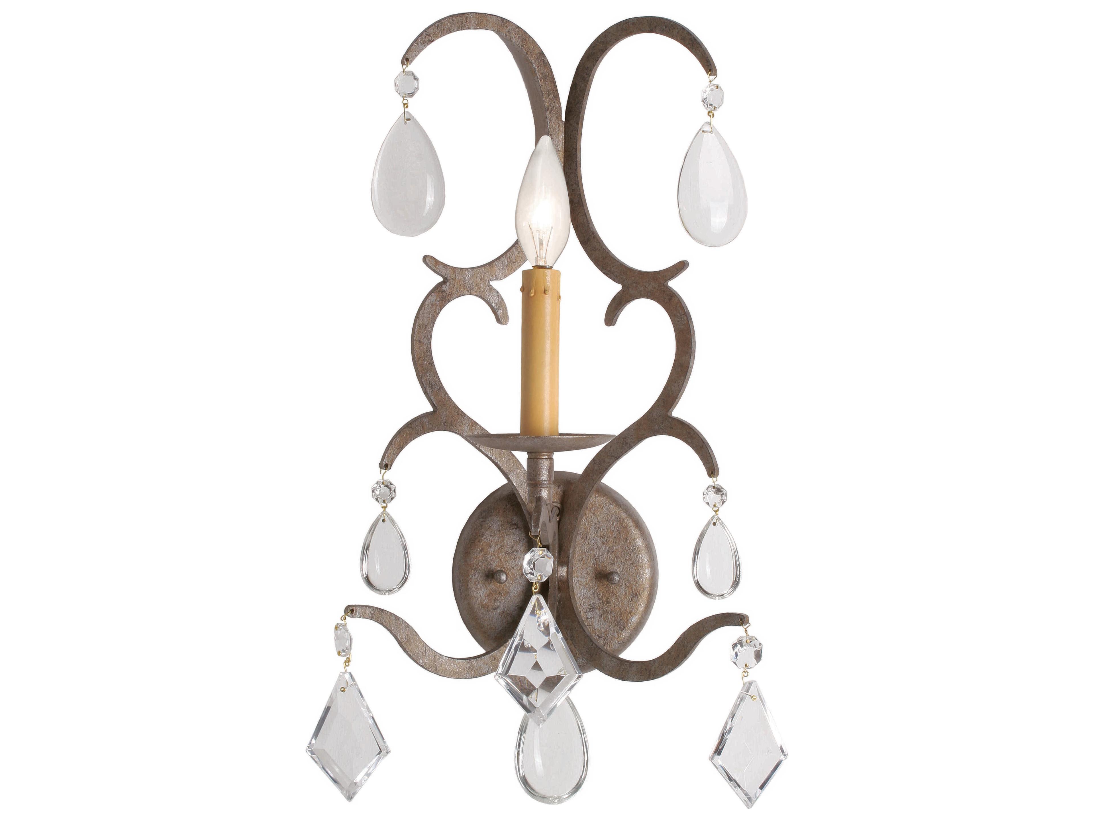 Alicia 1-Light Crystal Brown Wall Sconce