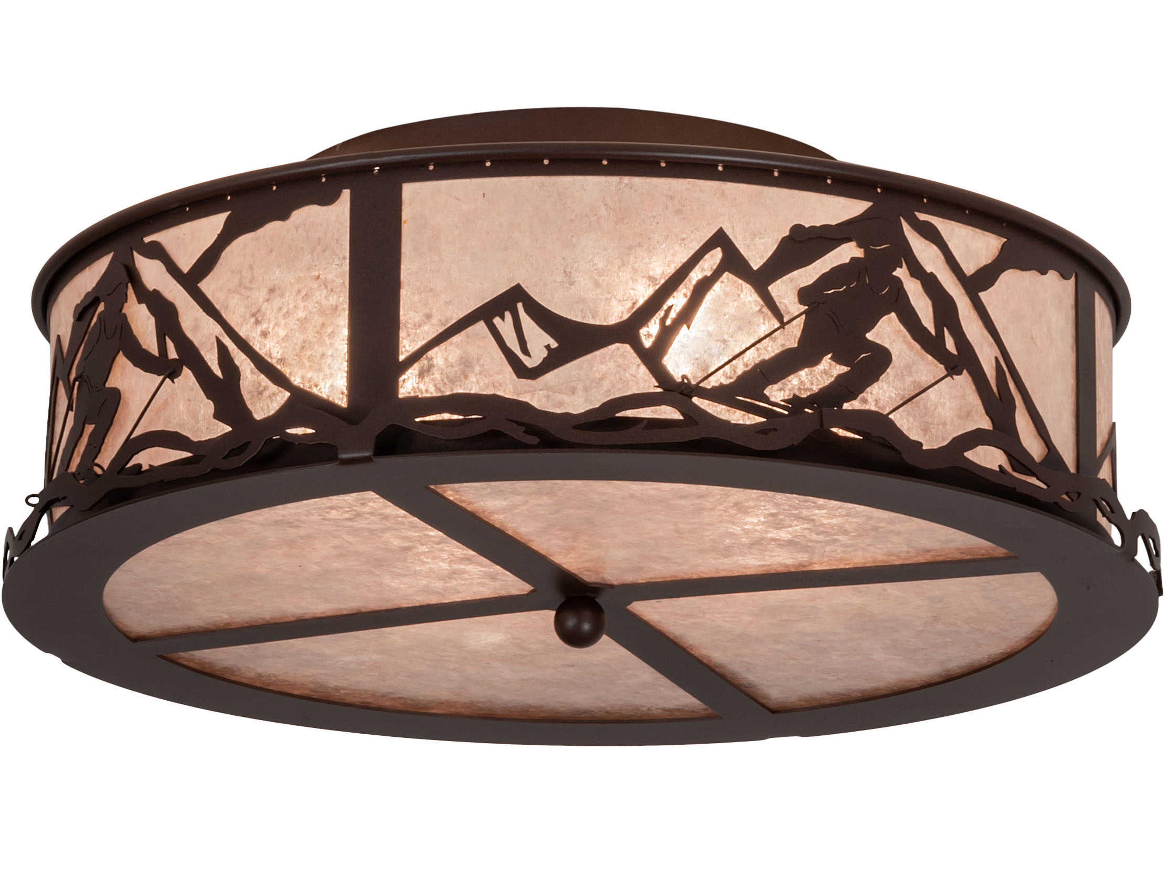 Alpine 4-Light Brown Glass Drum Flush Mount