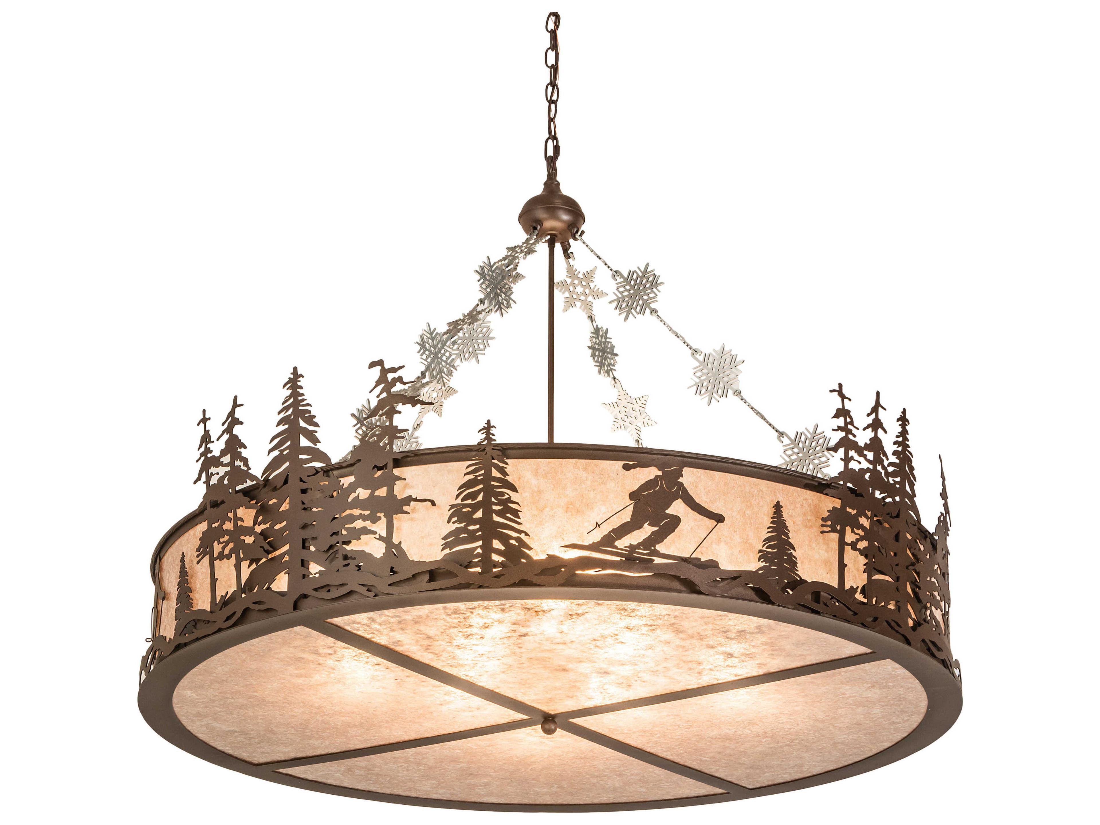 Alpine 8-Light Brown Glass Drum Pendant