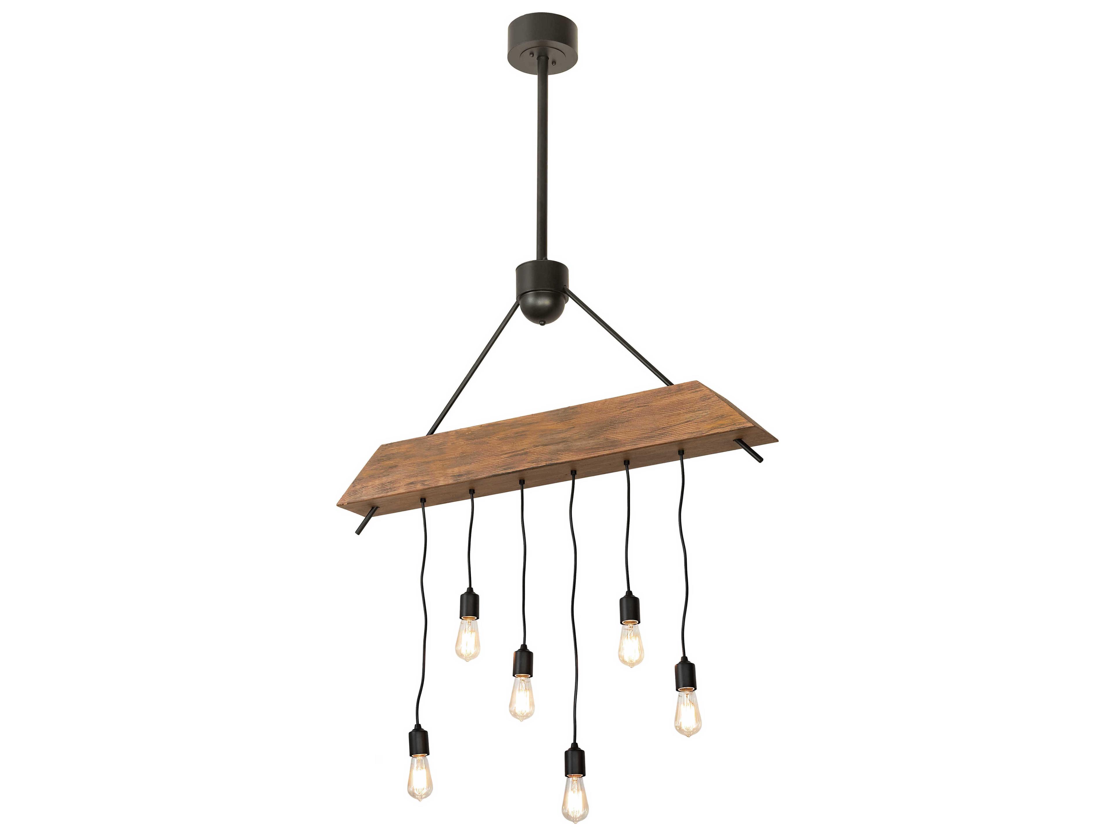 Alva 6-Light Black Wood LED Linear Island Pendant